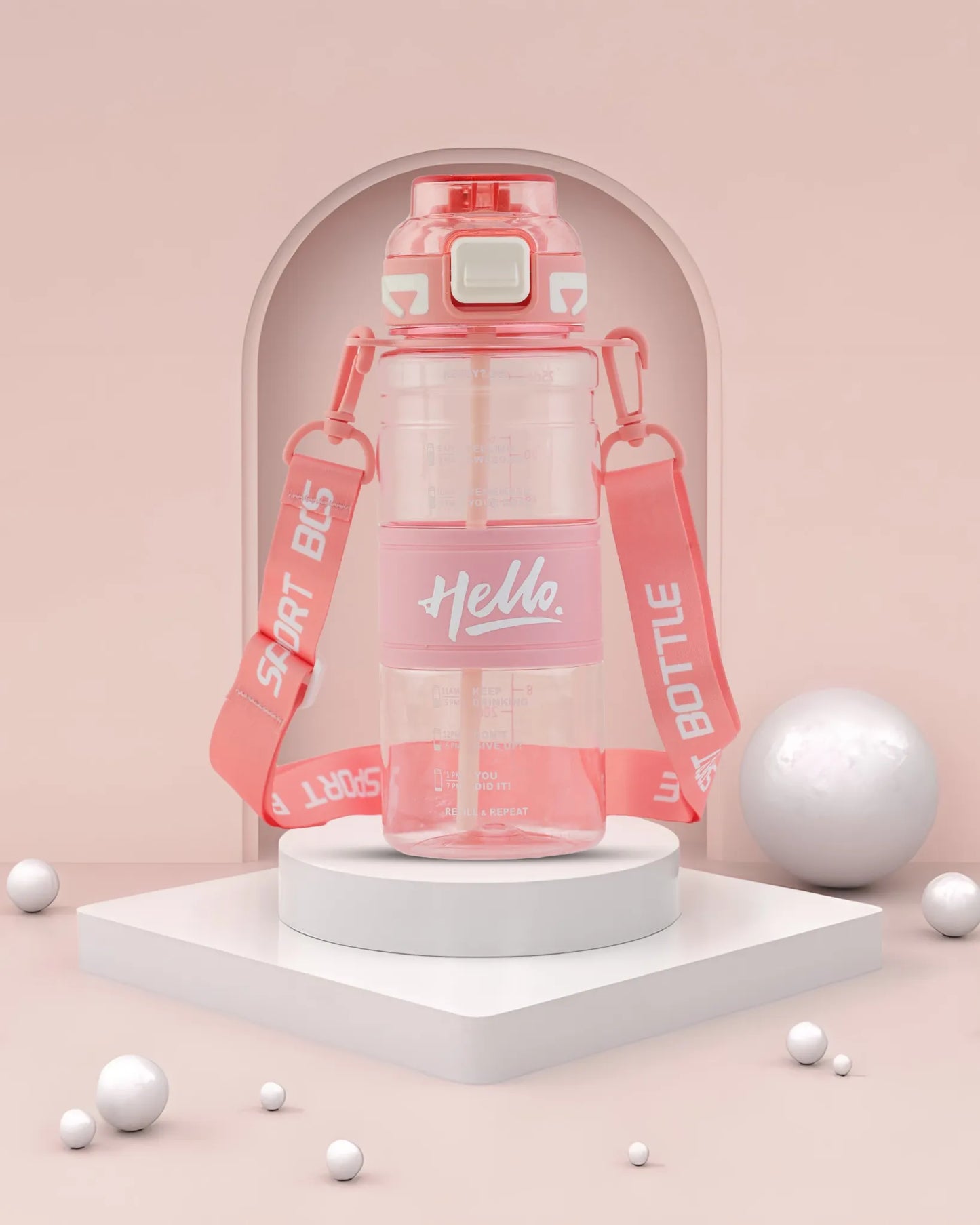 Hello Sport Bottle Peach – 700ml – TUFULA