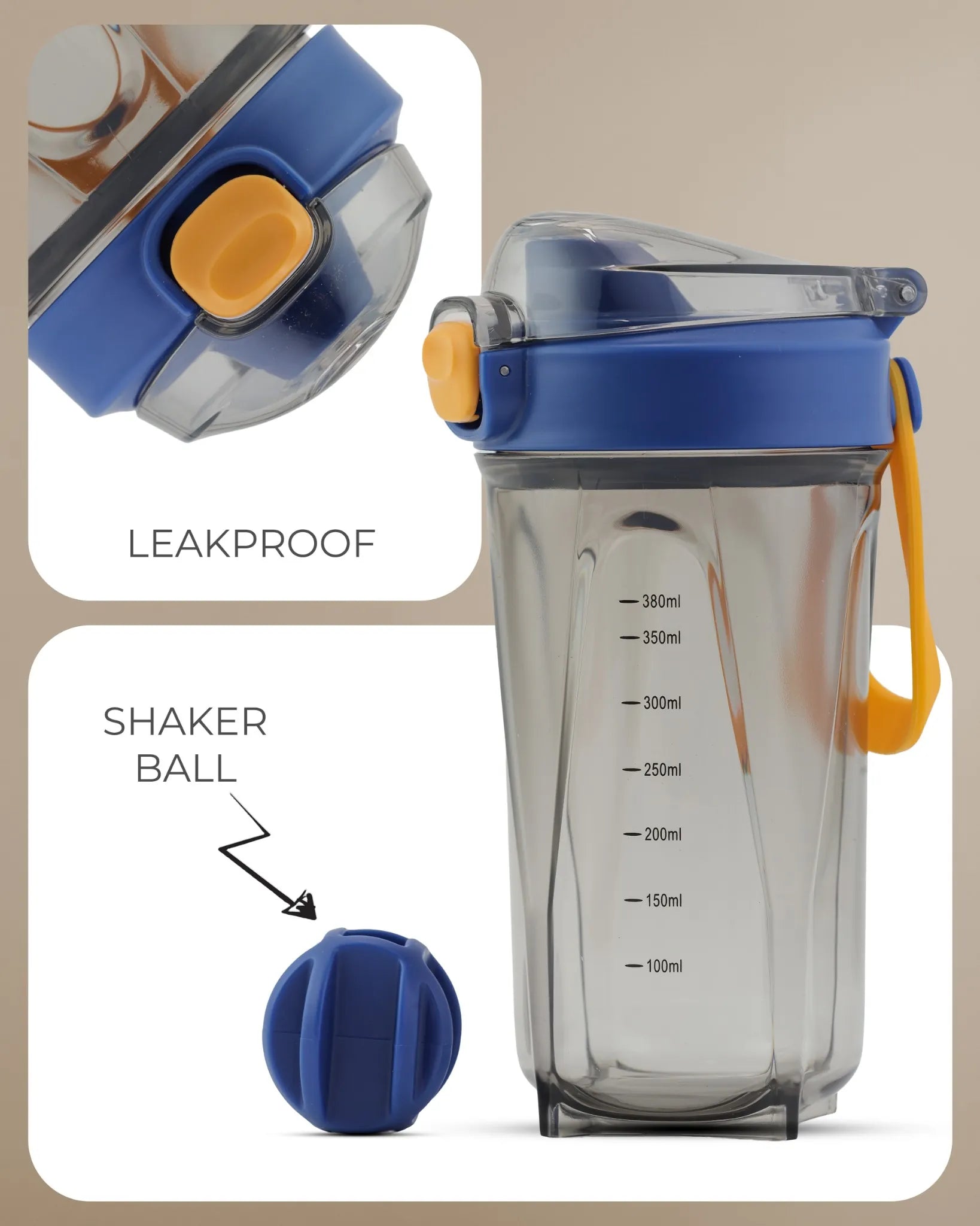 Protein Shaker Bottle Blue – 380ml – TUFULA