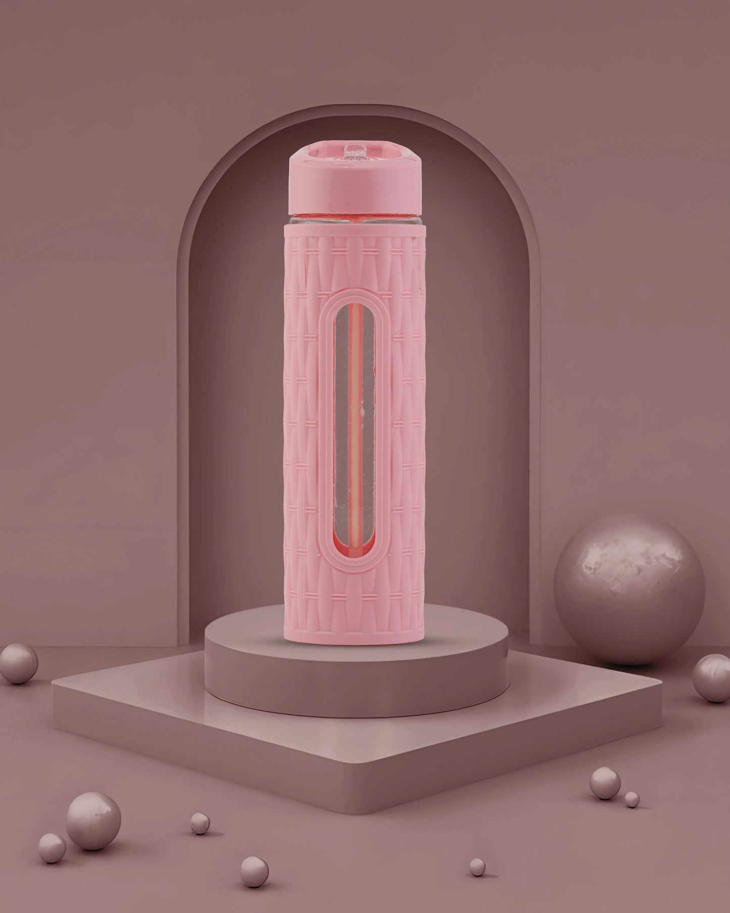 Glass-Style Hydration Bottle Pink – 500ml – TUFULA