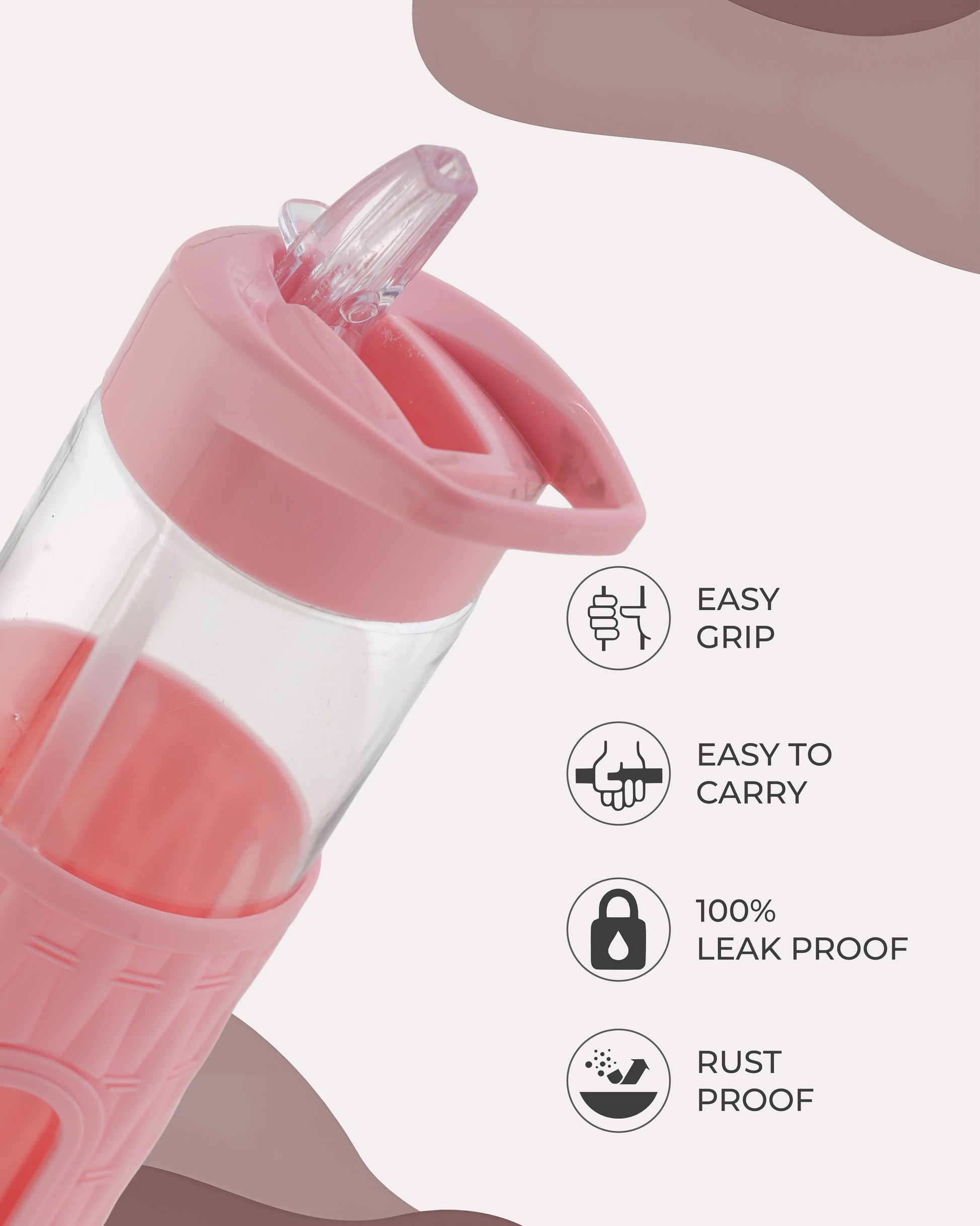 Glass-Style Hydration Bottle Pink – 500ml – TUFULA