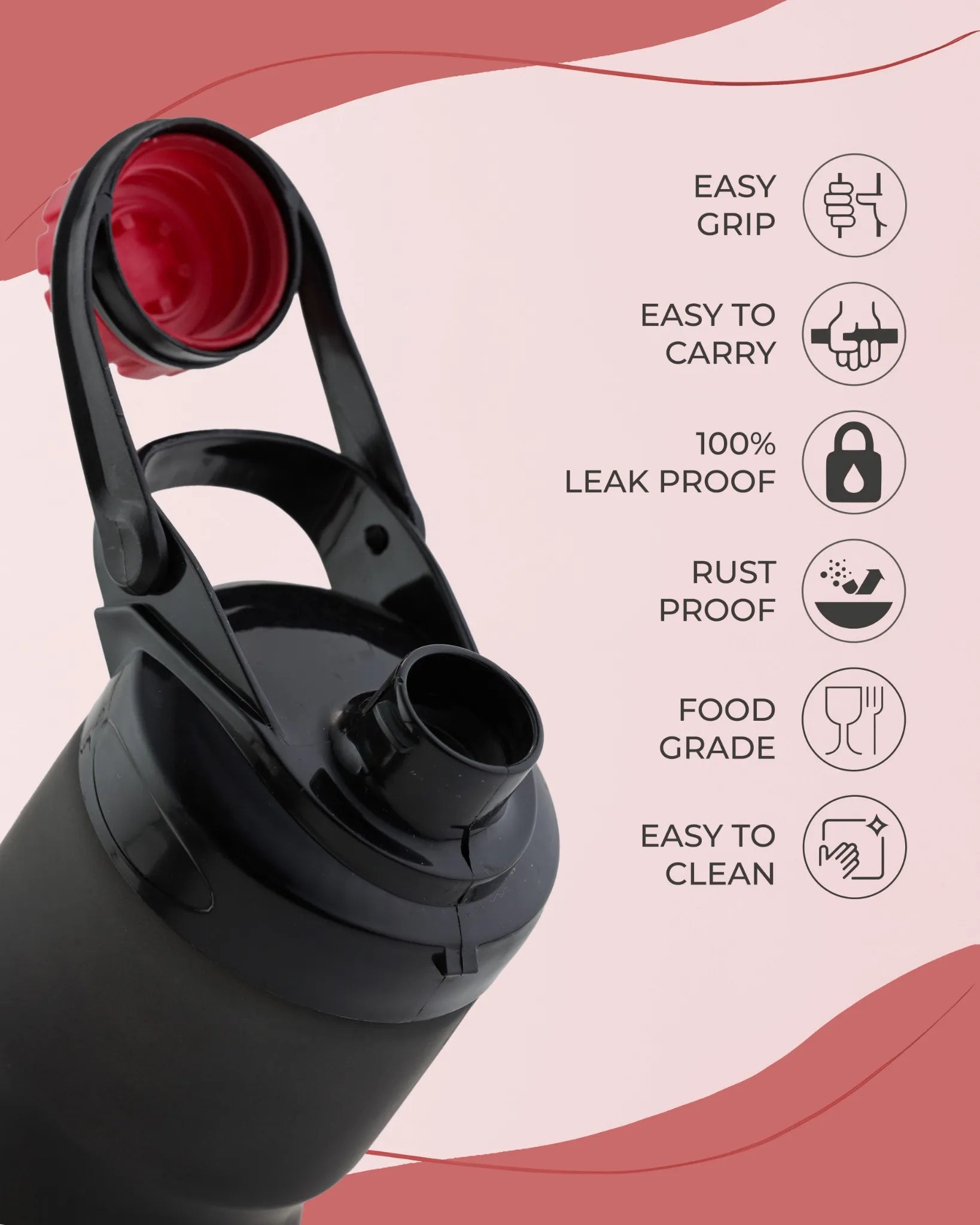 Sports Water Bottle Red – 950ml – TUFULA
