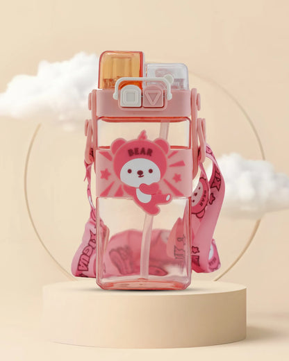 Kids Bear Straw Water Bottle Orange – 500ml – TUFULA