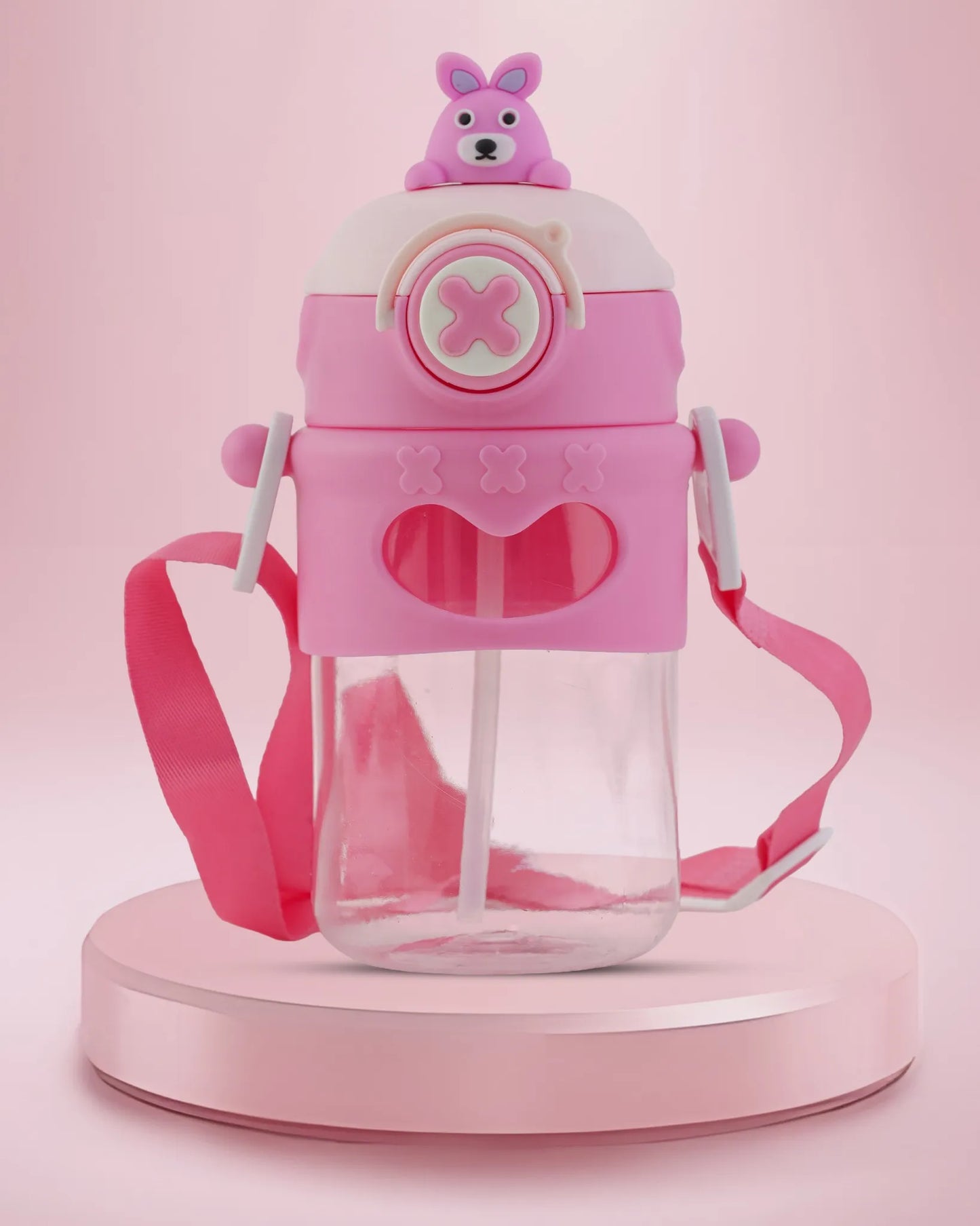 Toddler Sipper Bottle Pink – 500ml – Bear Straw Lid – TUFULA