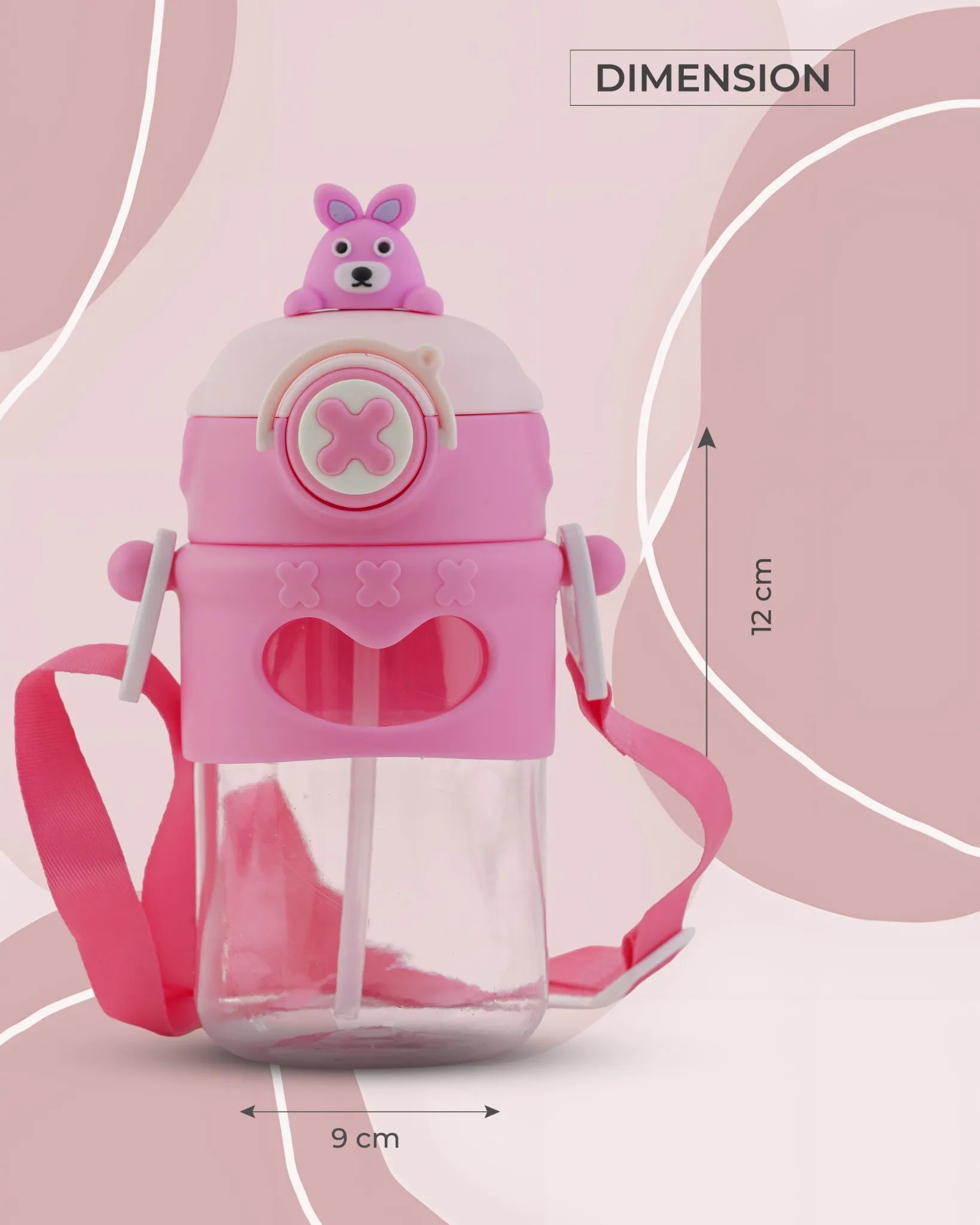 Toddler Sipper Bottle Pink – 500ml – Bear Straw Lid – TUFULA