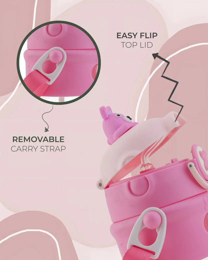 Toddler Sipper Bottle Pink – 500ml – Bear Straw Lid – TUFULA