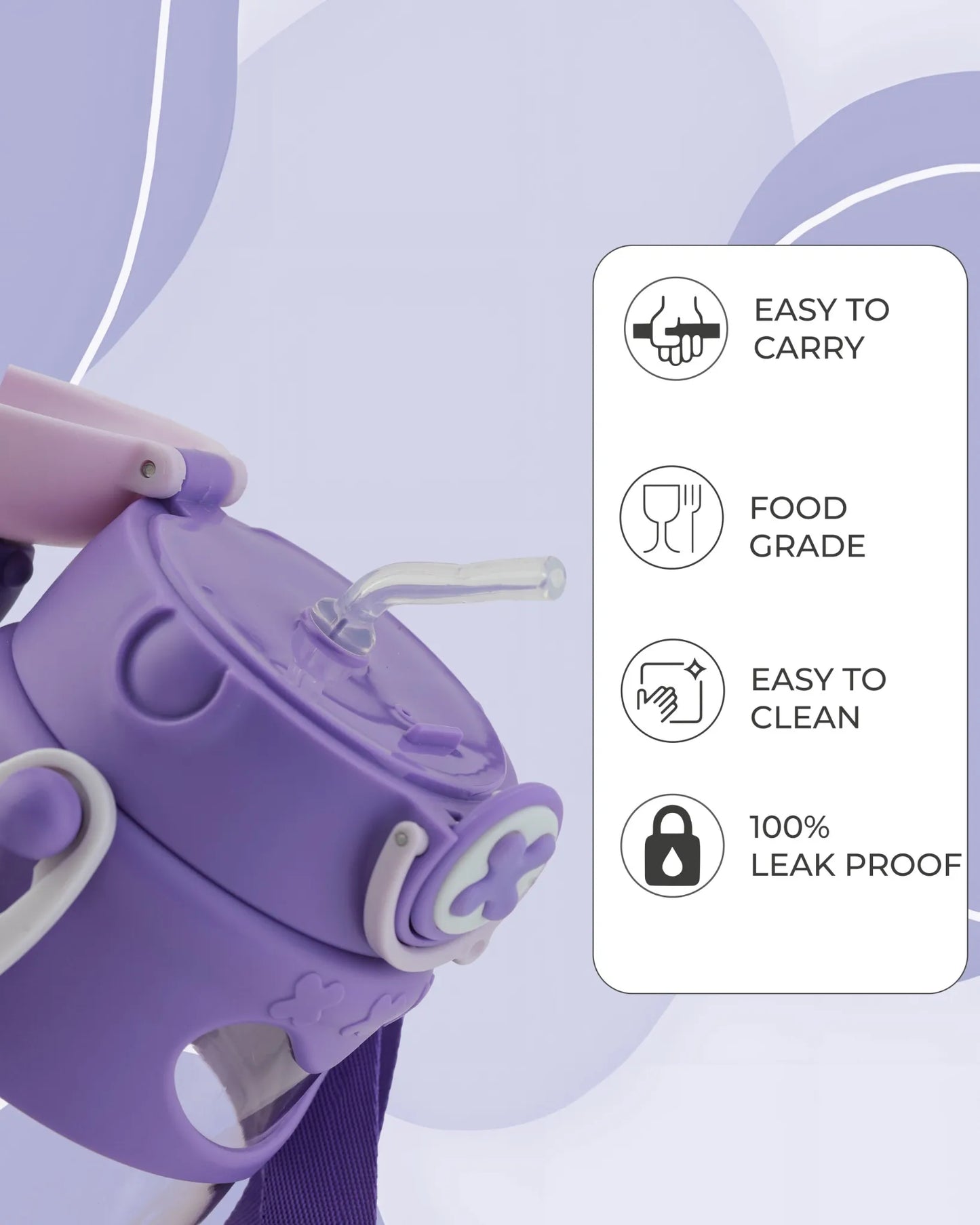 Toddler Sipper Bottle Purple – 500ml – Bear Straw Lid – TUFULA