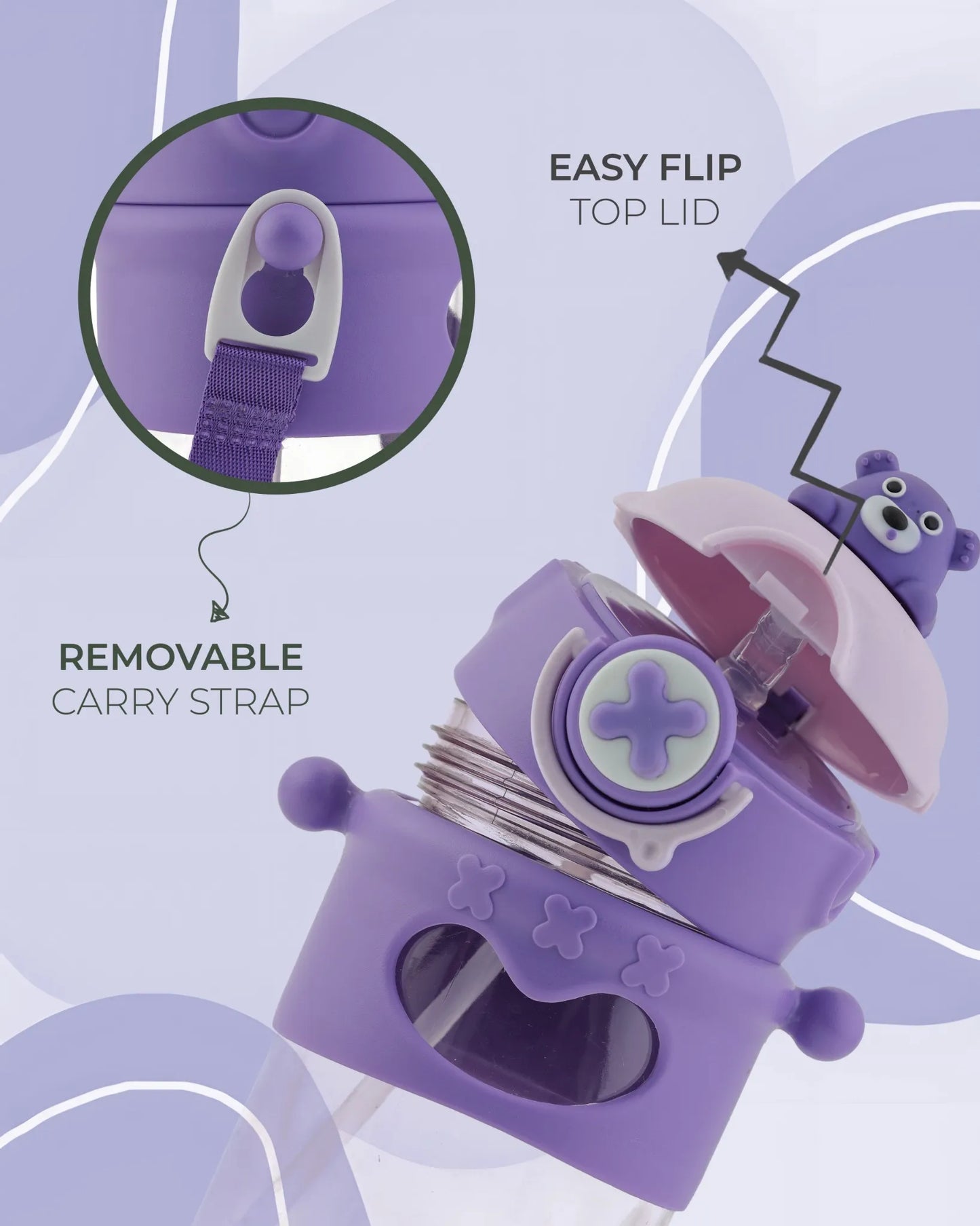 Toddler Sipper Bottle Purple – 500ml – Bear Straw Lid – TUFULA