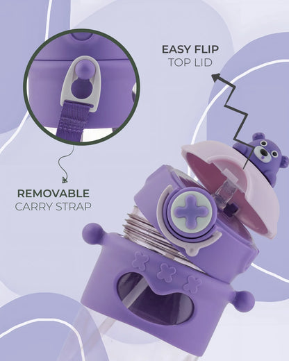 Toddler Sipper Bottle Purple – 500ml – Bear Straw Lid – TUFULA
