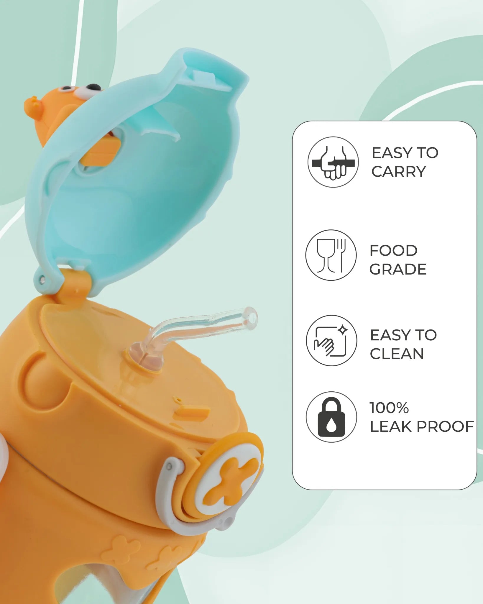 Toddler Sipper Bottle Skyblue – 500ml – Bear Straw Lid – TUFULA