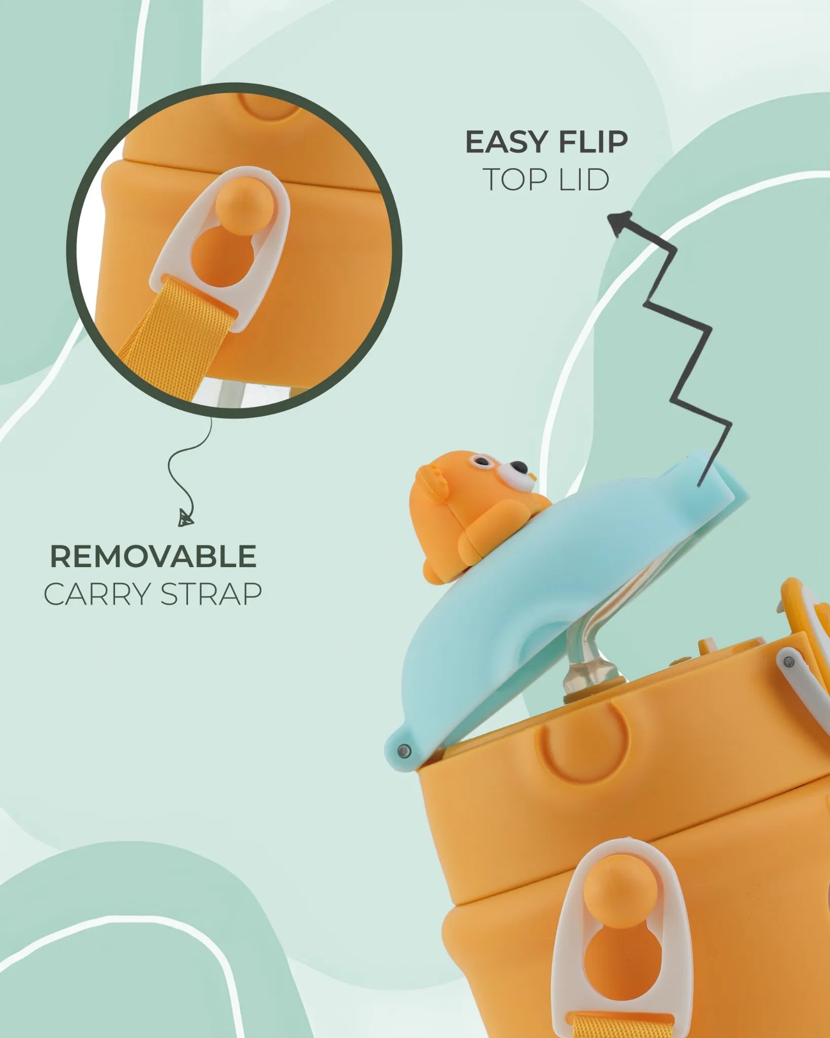 Toddler Sipper Bottle Skyblue – 500ml – Bear Straw Lid – TUFULA