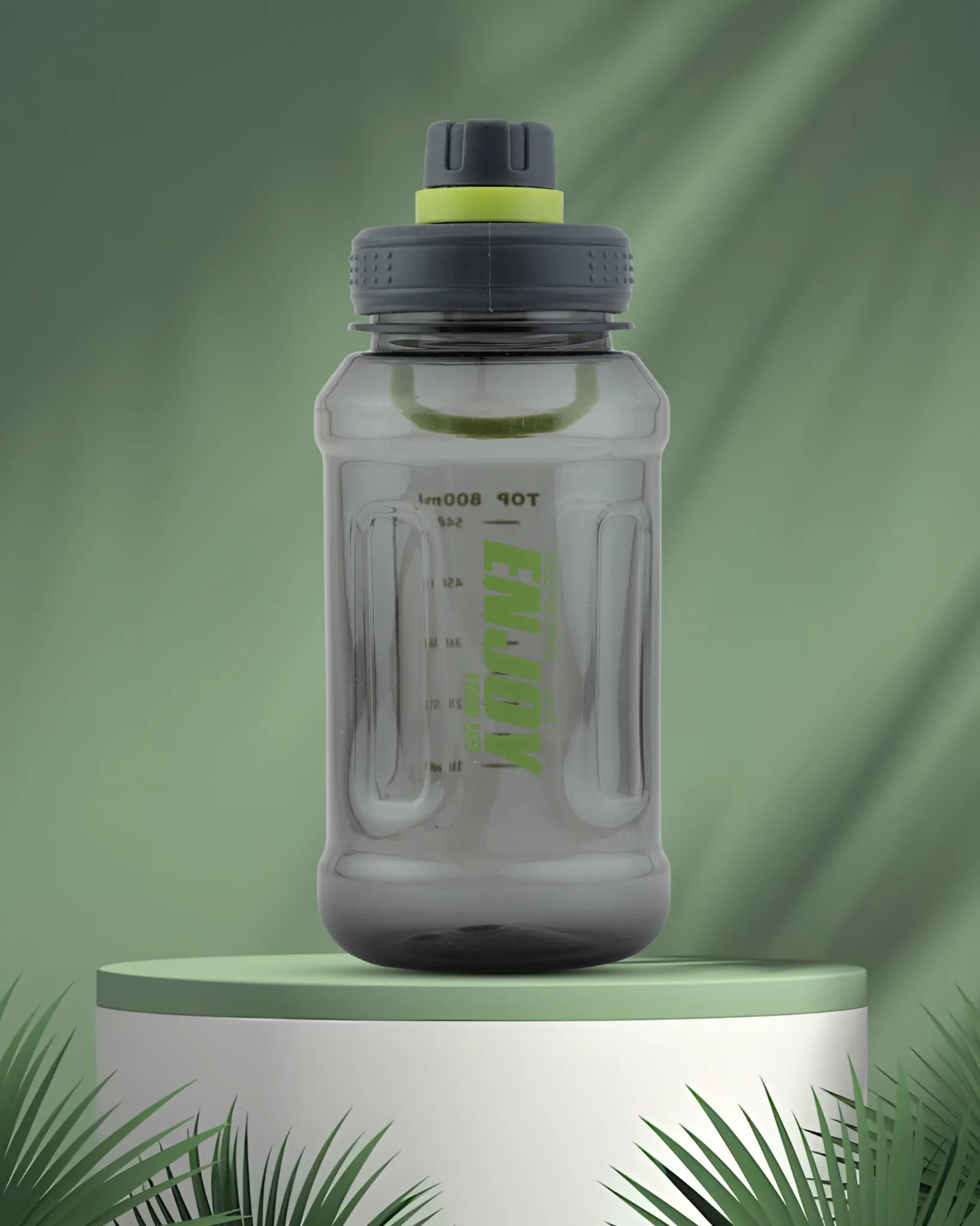 Transparent Motivational Water Bottle Green – 800ml – Quote Print – TUFULA