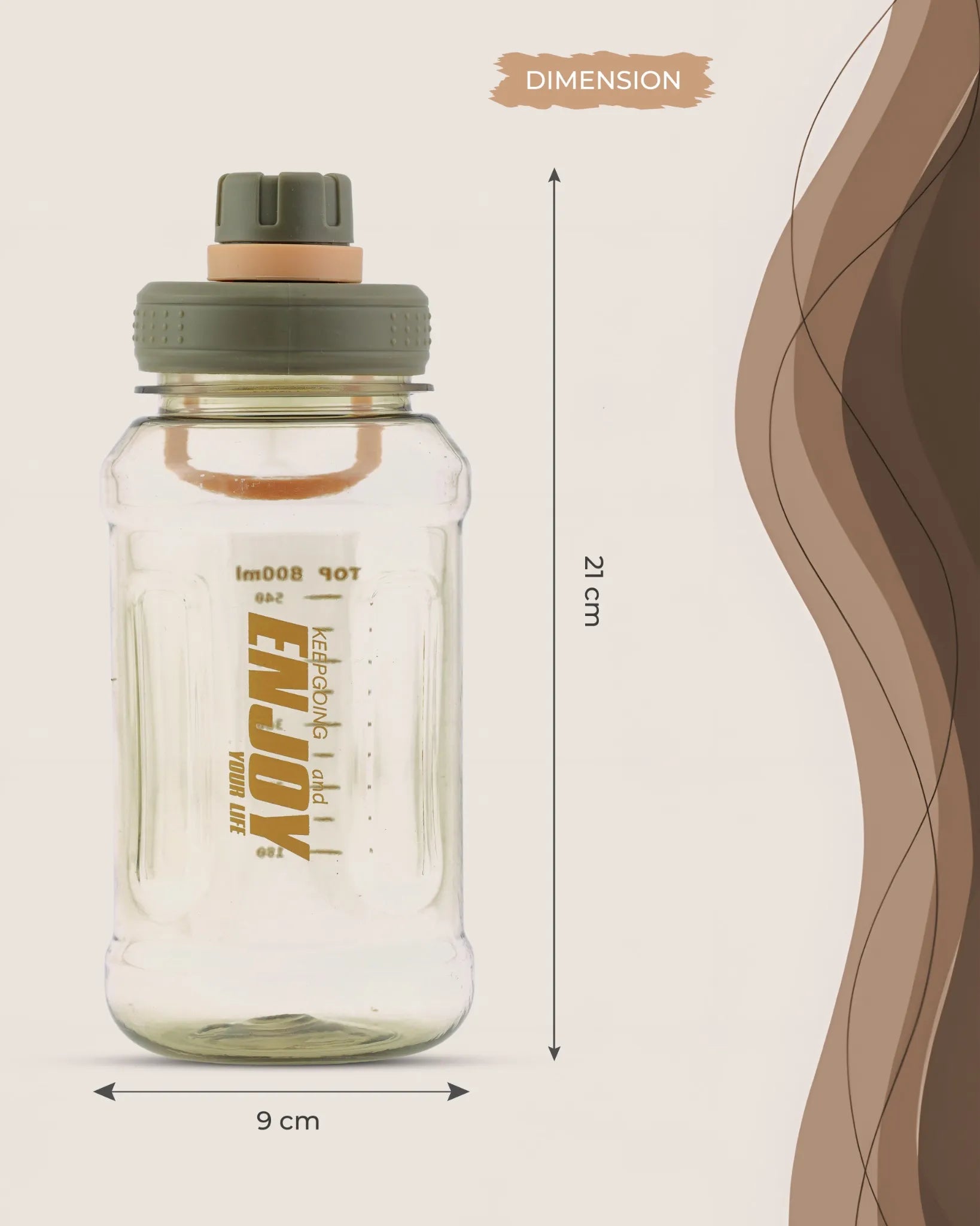 Transparent Motivational Water Bottle Grey – 800ml – Quote Print – TUFULA