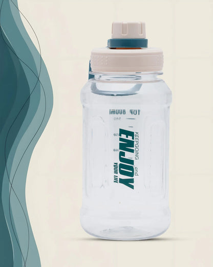 Transparent Motivational Water Bottle Offwhite – 800ml – Quote Print – TUFULA