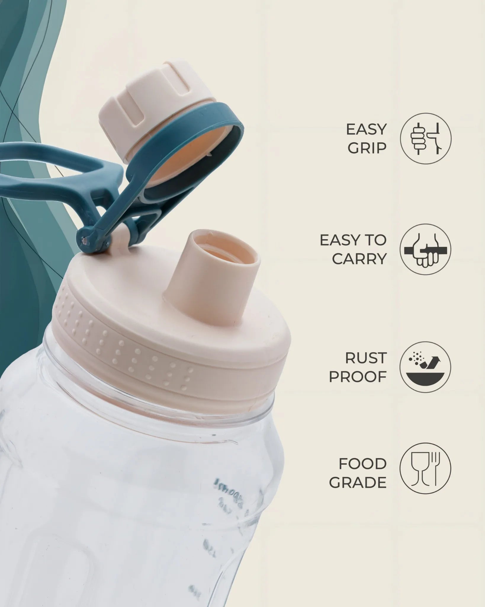 Transparent Motivational Water Bottle Offwhite – 800ml – Quote Print – TUFULA