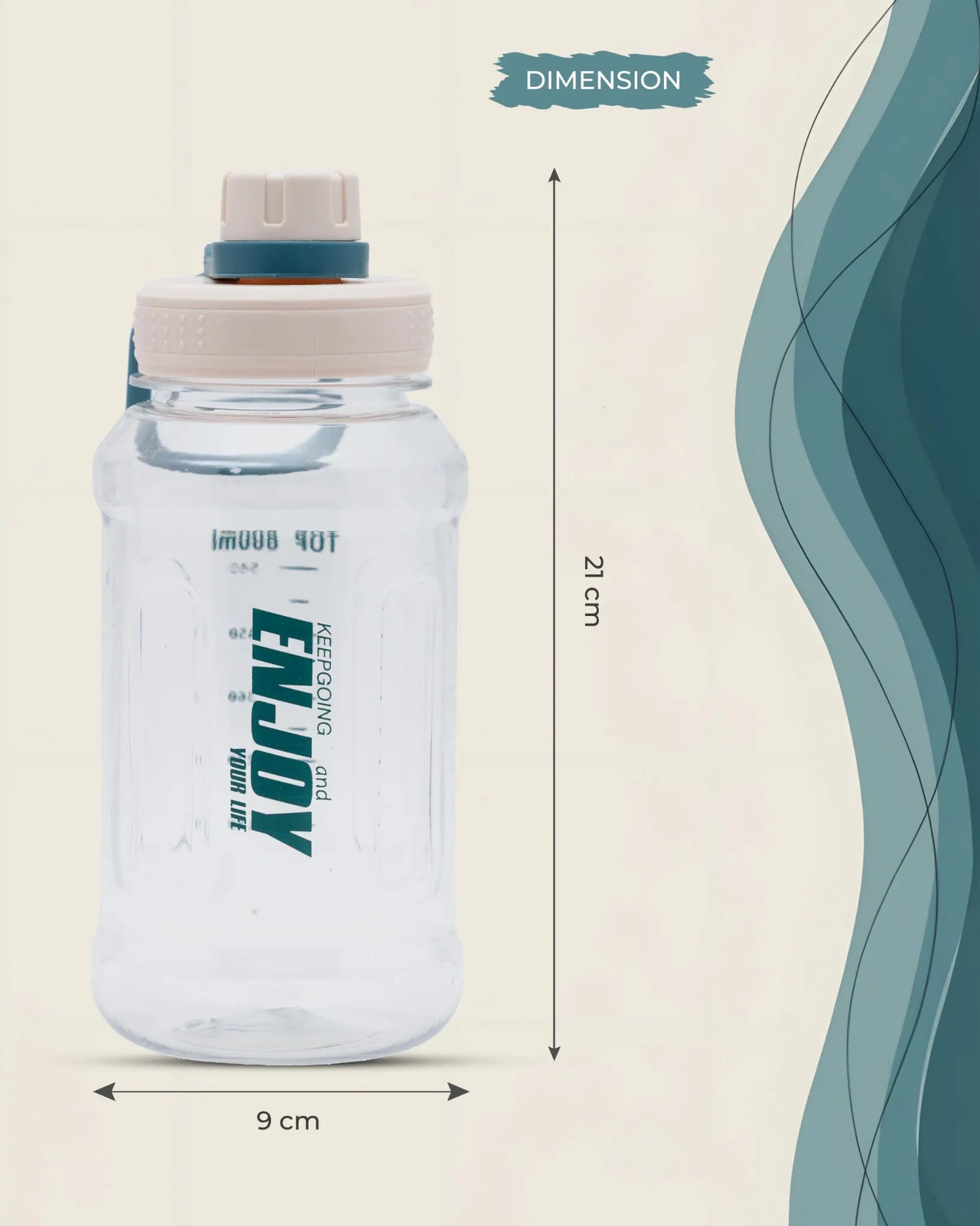 Transparent Motivational Water Bottle Offwhite – 800ml – Quote Print – TUFULA