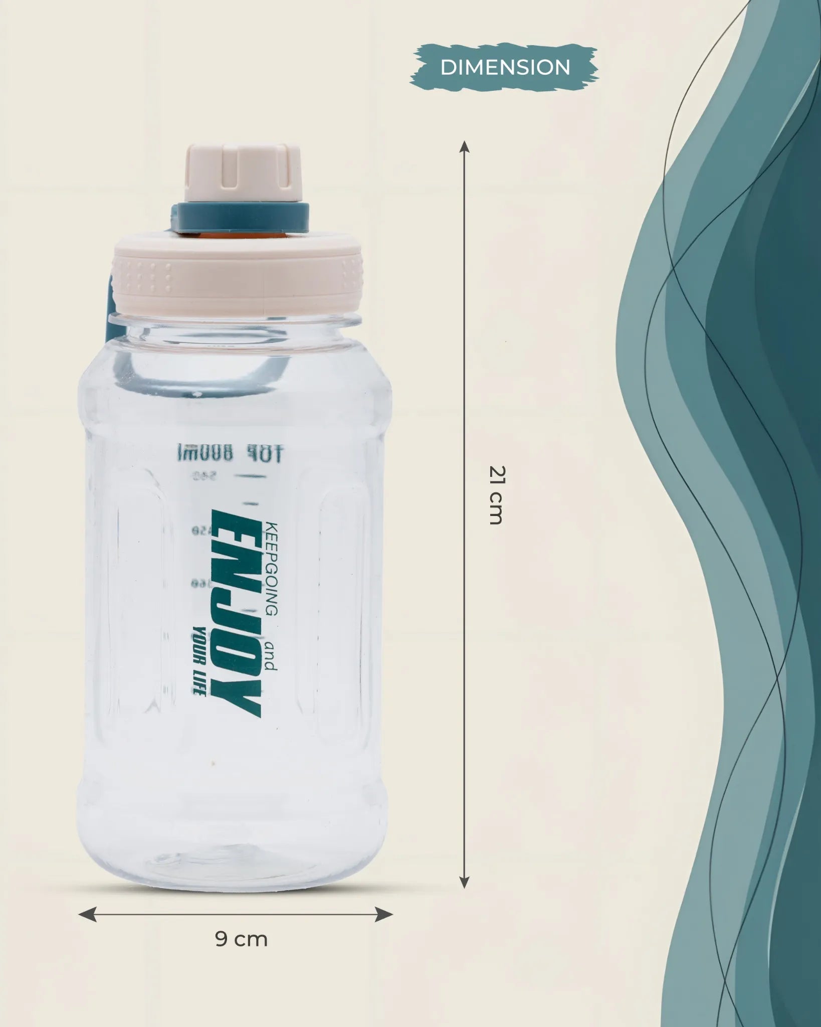 Transparent Motivational Water Bottle Offwhite – 800ml – Quote Print – TUFULA