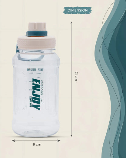 Transparent Motivational Water Bottle Offwhite – 800ml – Quote Print – TUFULA