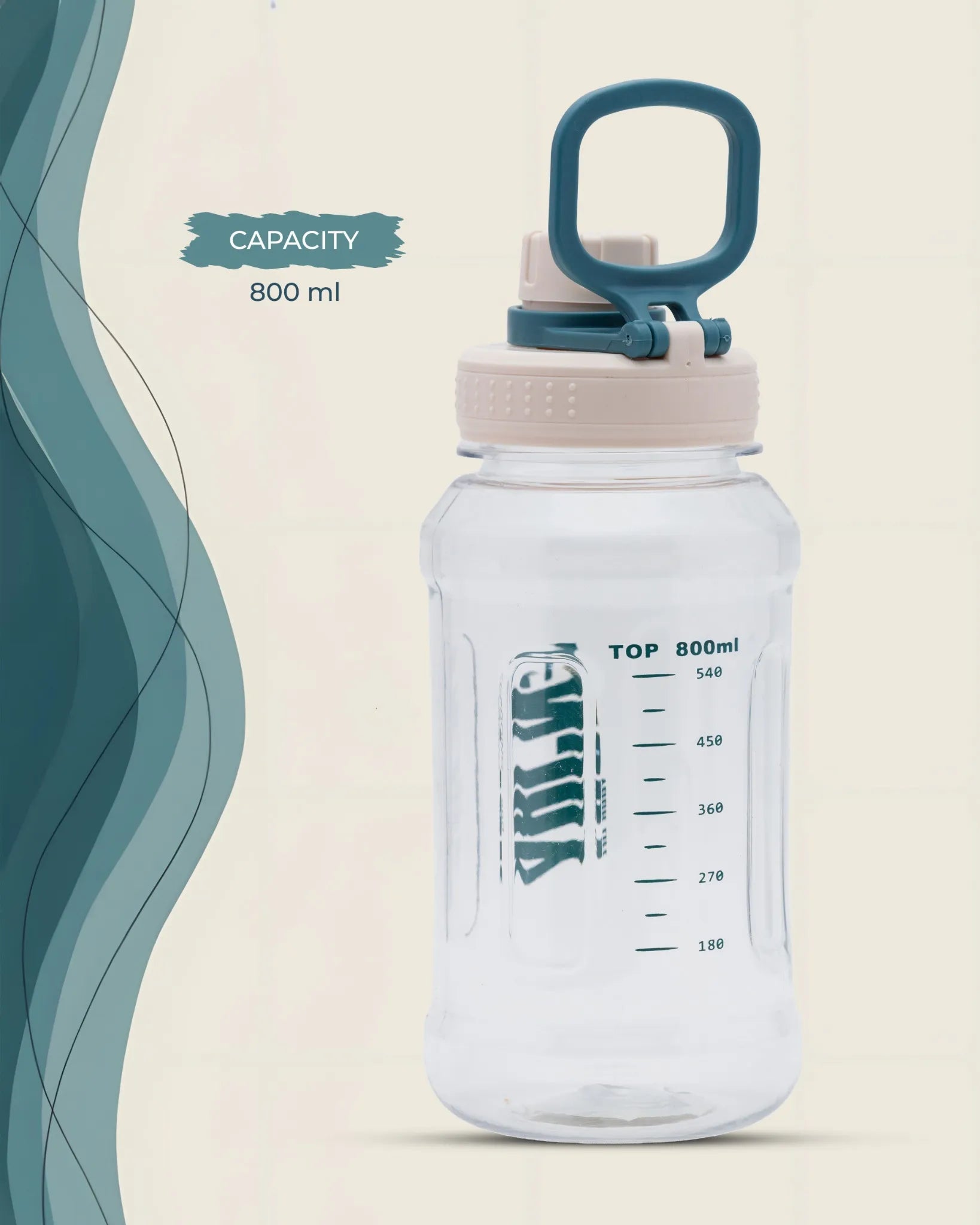 Transparent Motivational Water Bottle Offwhite – 800ml – Quote Print – TUFULA