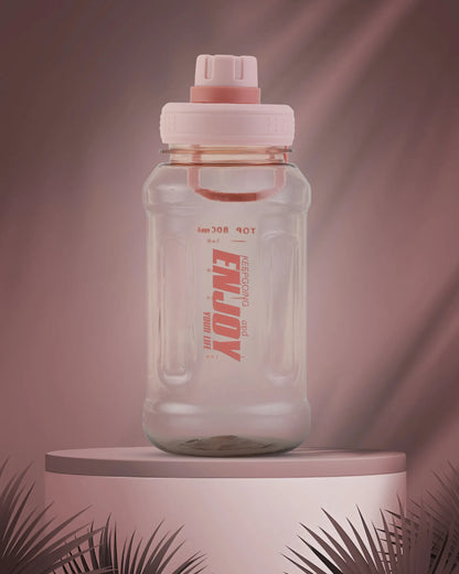 Transparent Motivational Water Bottle Peach – 800ml – Quote Print – TUFULA
