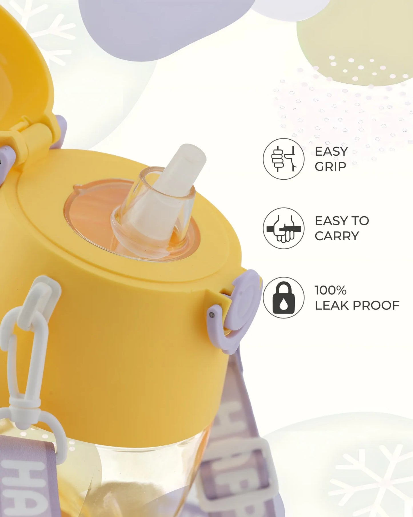 Happy Baby Sipper Bottle Yellow – 700ml – Straw and Strap – TUFULA