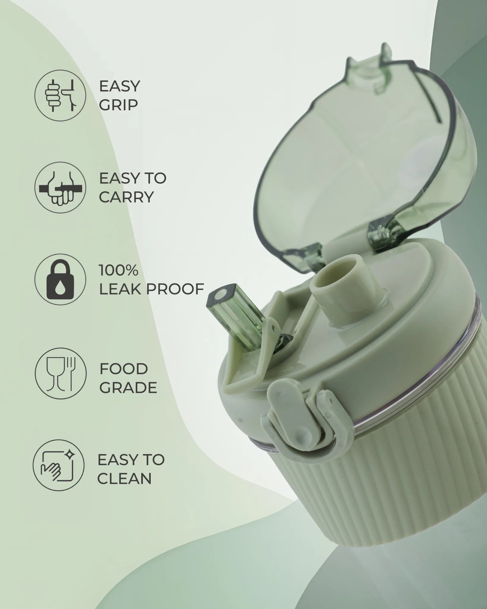 Seliya Travel Bottle Green – 450ml – Flip Lock Lid – TUFULA