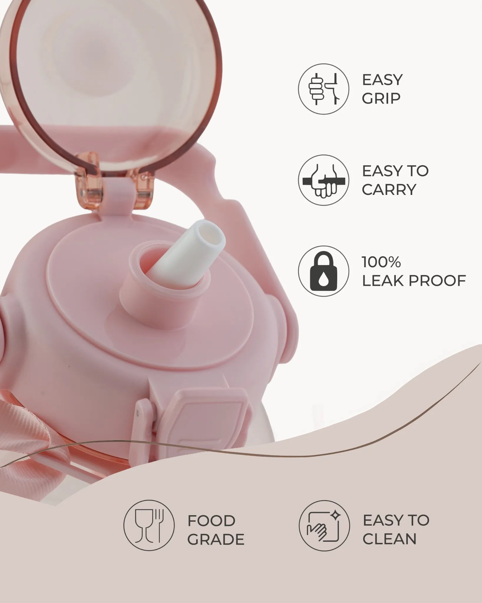 Sticker Water Bottle Pink – 500ml – Leakproof BPA-Free Bottle – TUFULA