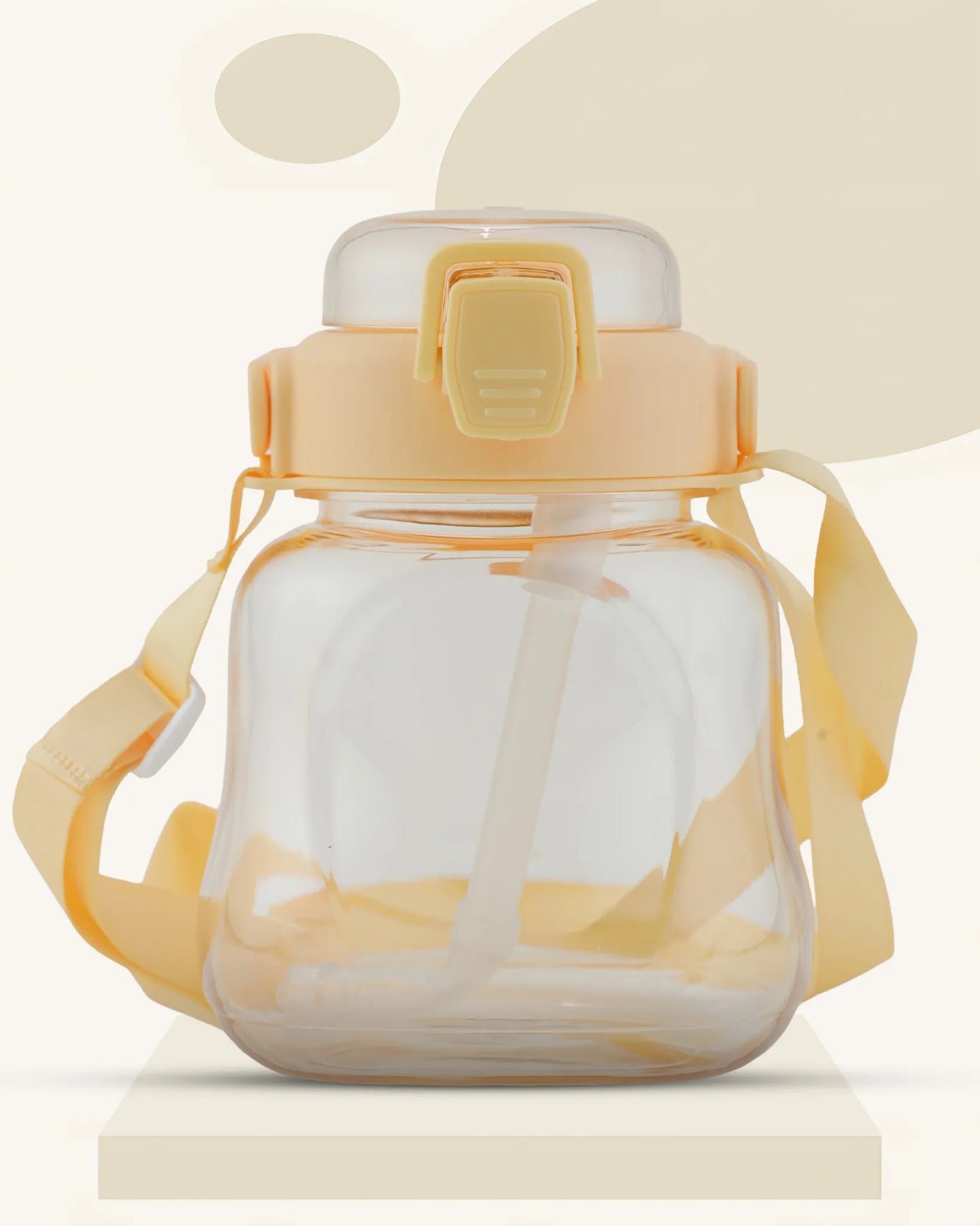 Sticker Water Bottle Yellow – 500ml – Kids Sipper with Spring Cap – TUFULA