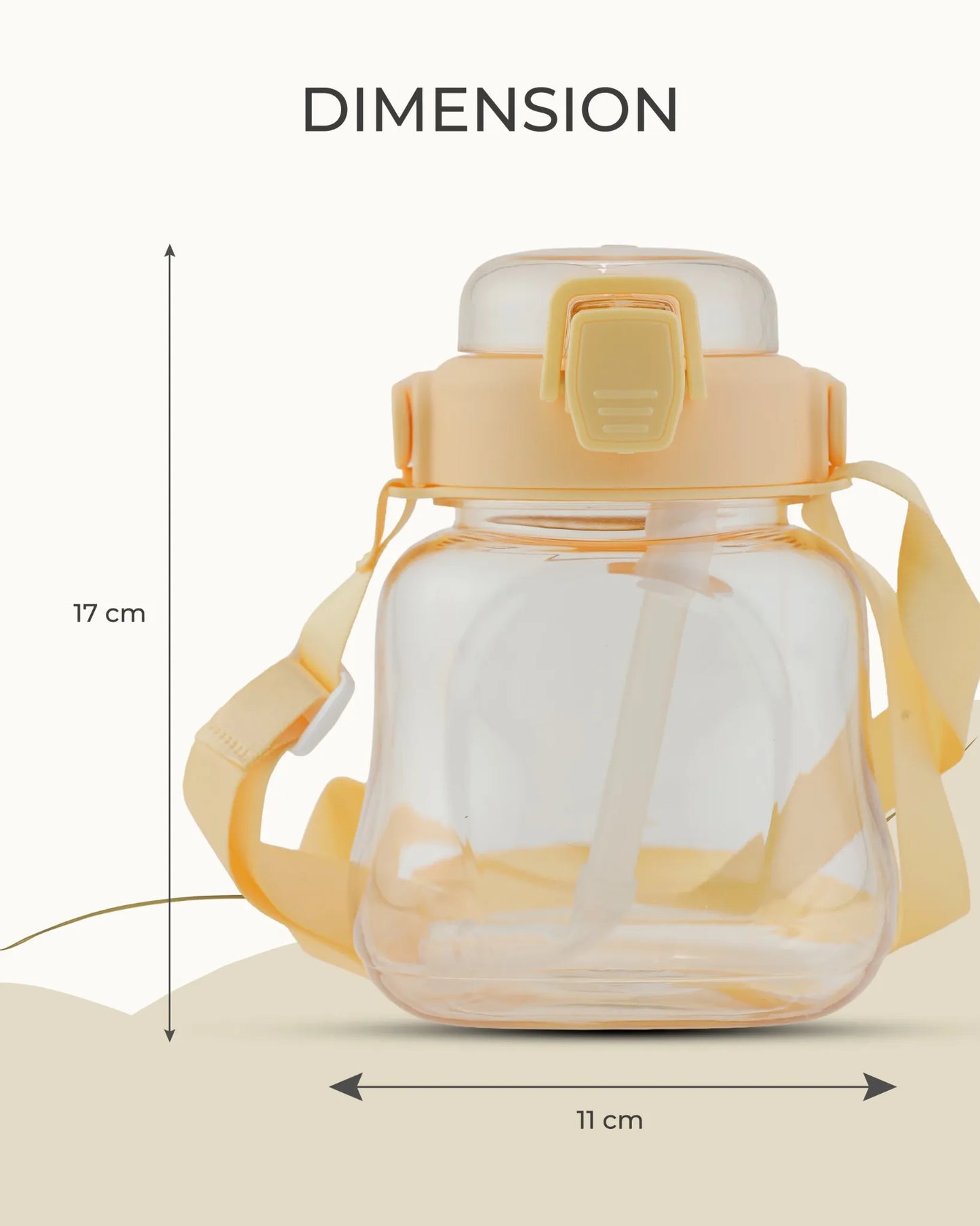 Sticker Water Bottle Yellow – 500ml – Kids Sipper with Spring Cap – TUFULA