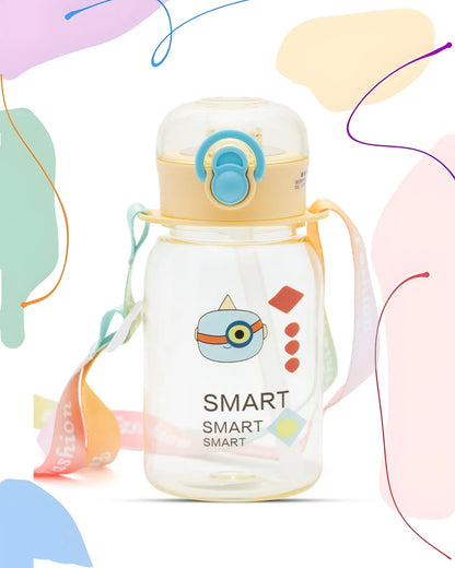 Smart Printed Water Bottle Yellow – 500ml – Cartoon Strap Water Bottle – TUFULA