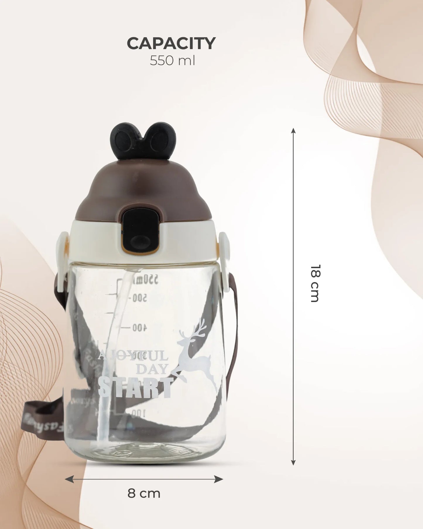 Joyful Day Sipper Bottle Coffee – 550ml – Leak-Proof Water Bottle for Kids – TUFULA