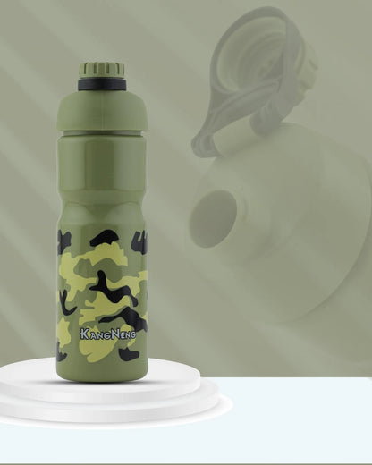 Army Camo Water Bottle Green – 700ml – Flip Lid BPA-Free – TUFULA
