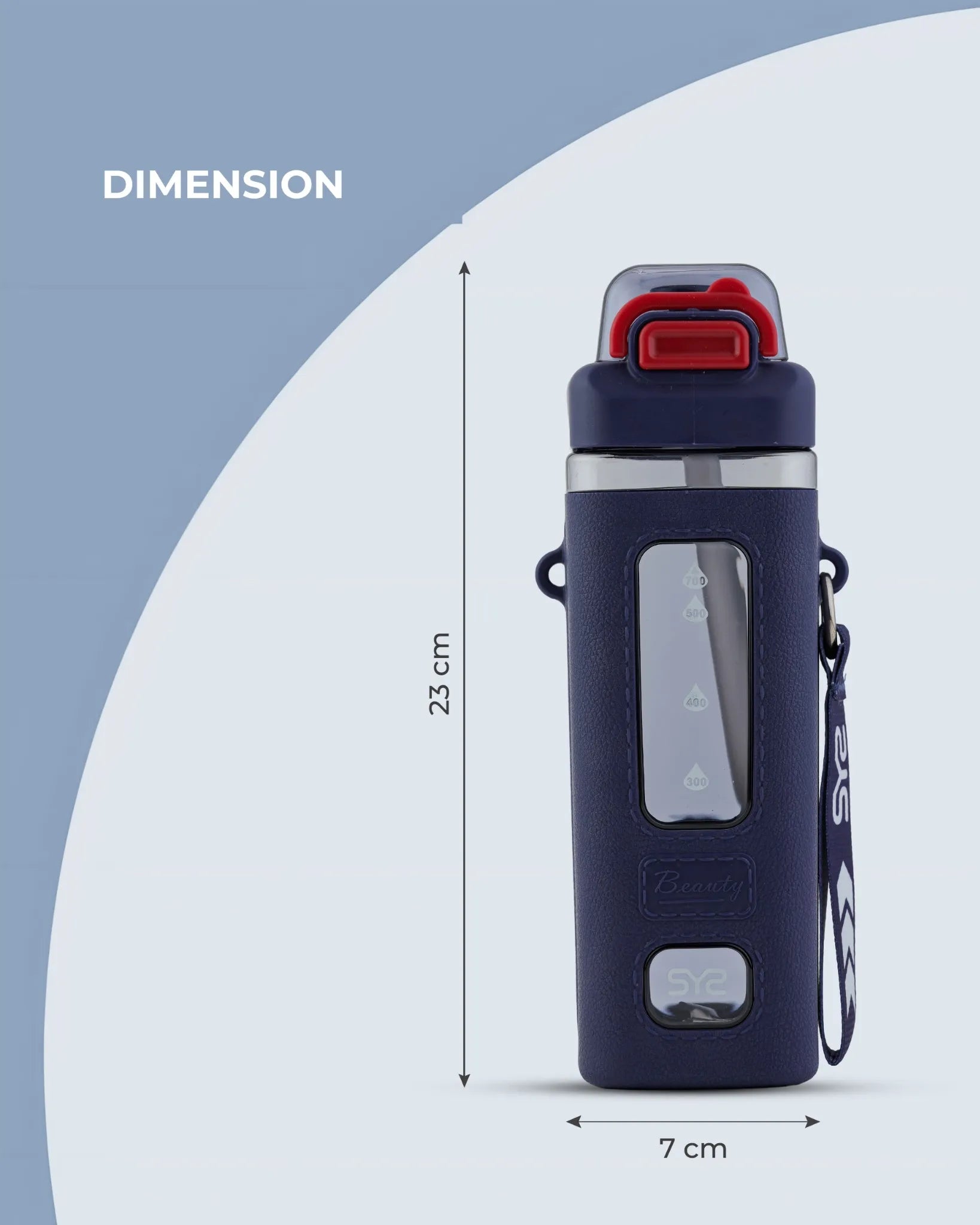 Transparent Sport Bottle Blue – 700ml Flip Lid & Scale