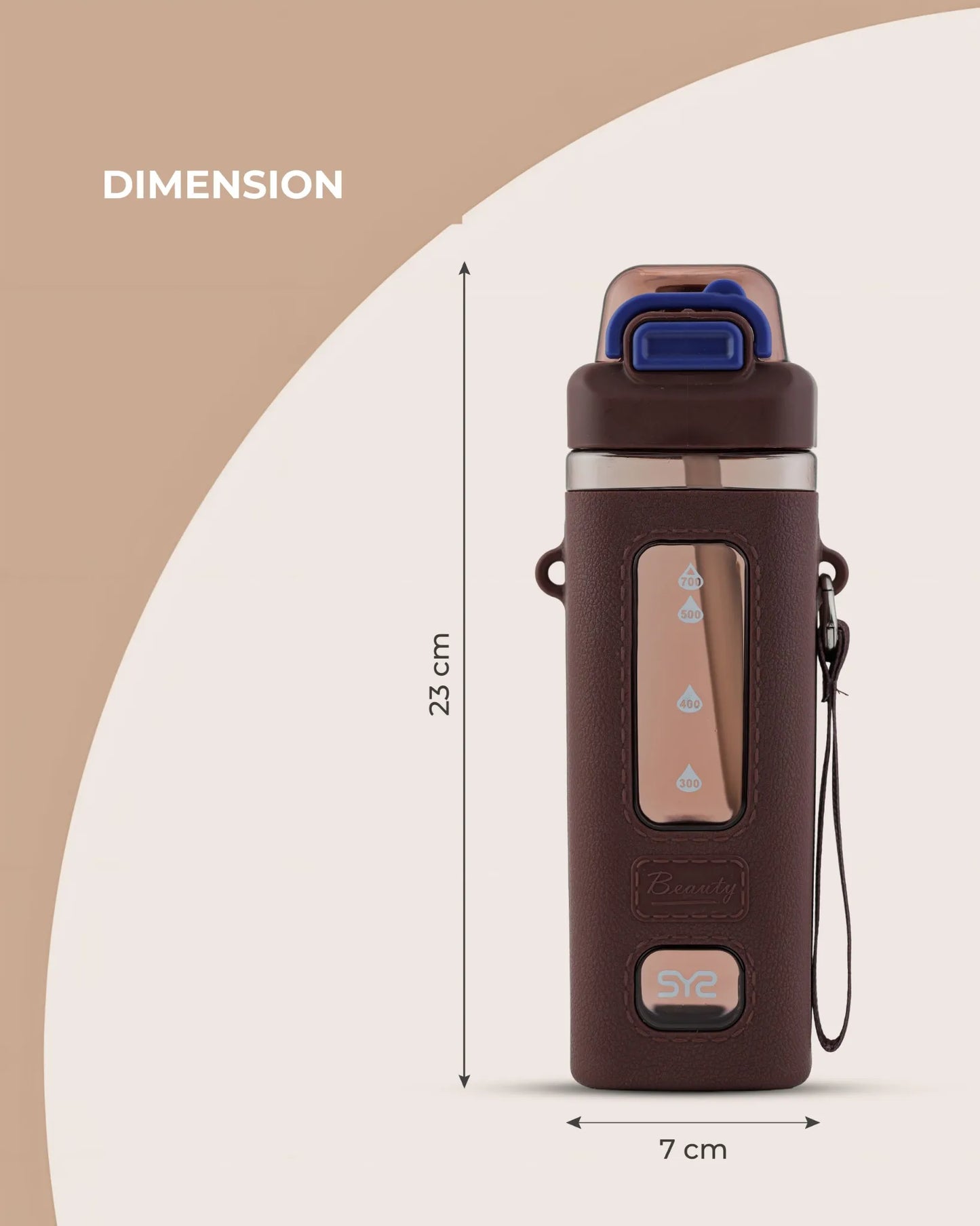 Transparent Sport Bottle Brown – 700ml Leak-Proof Hydration Bottle