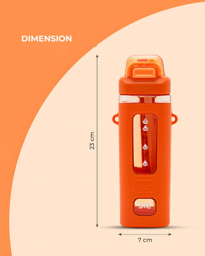 Transparent Sport Bottle Orange – 700ml BPA-Free with Measurement Scale