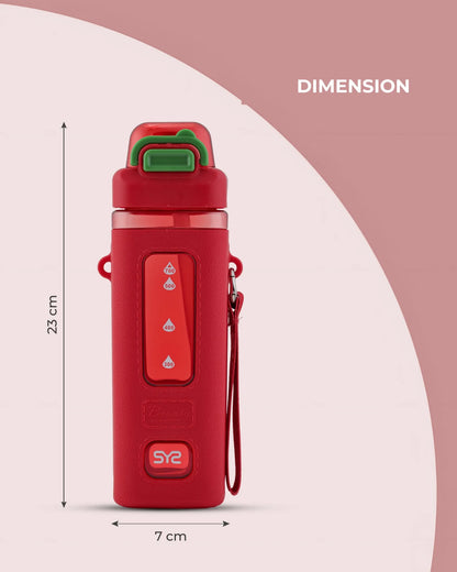 Transparent Sport Bottle Red – 700ml Sporty Flip Lock Water Bottle