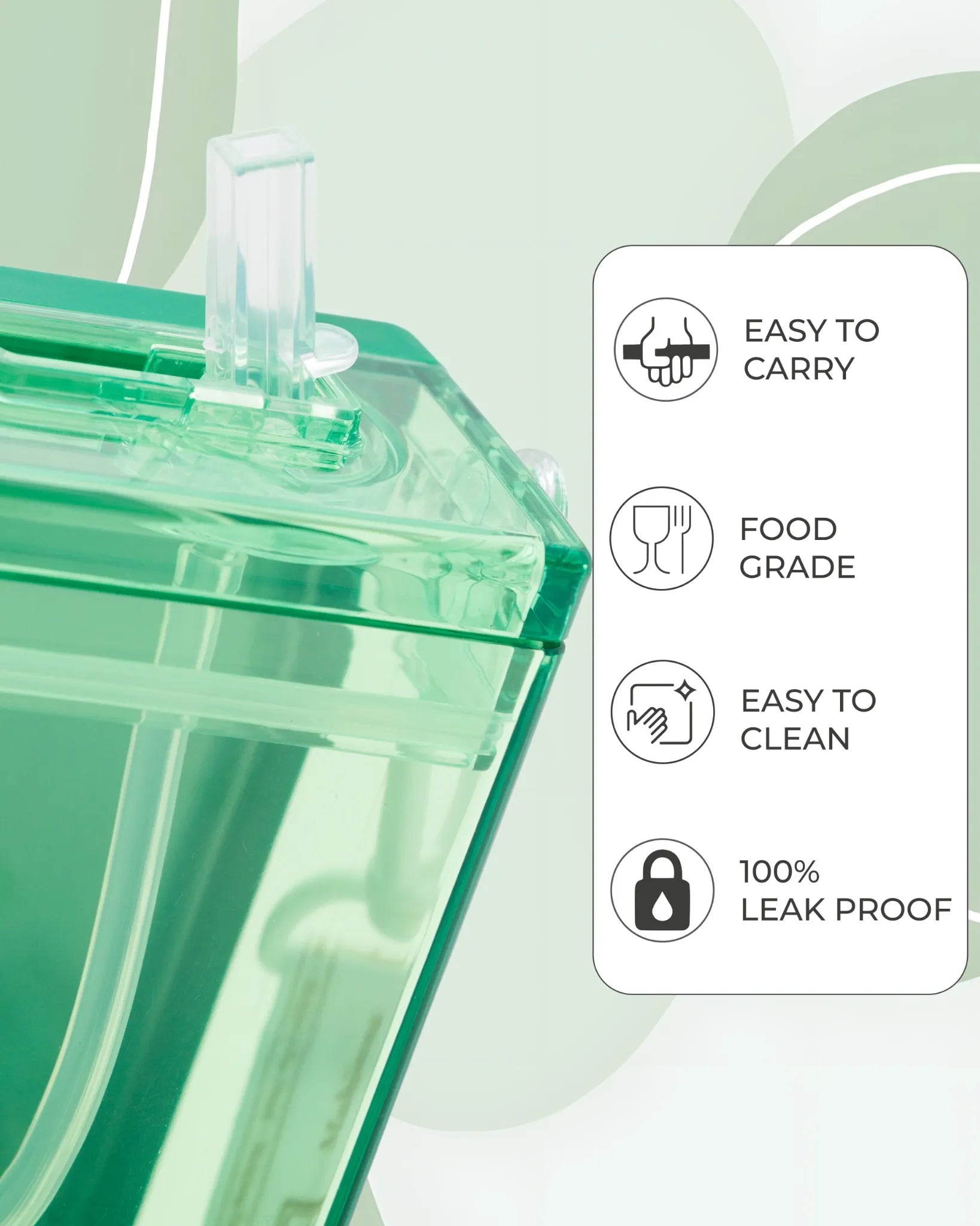Square Green Water Bottle – 300ml Food-Grade Plastic