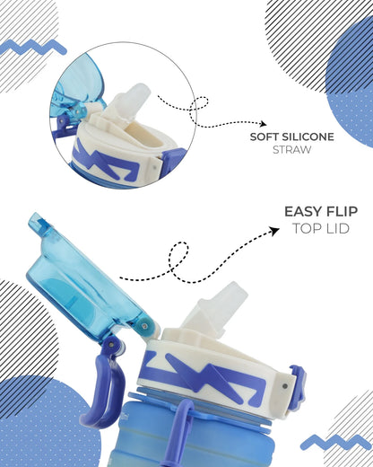 Blue Motivational Hello Bottle – 300ml Hydration Tracker