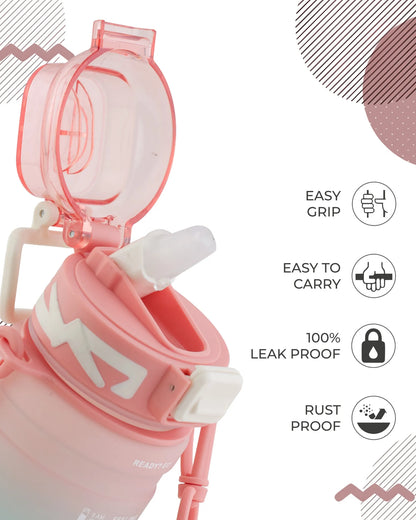 Pink Hello Water Bottle – 300ml with Strap