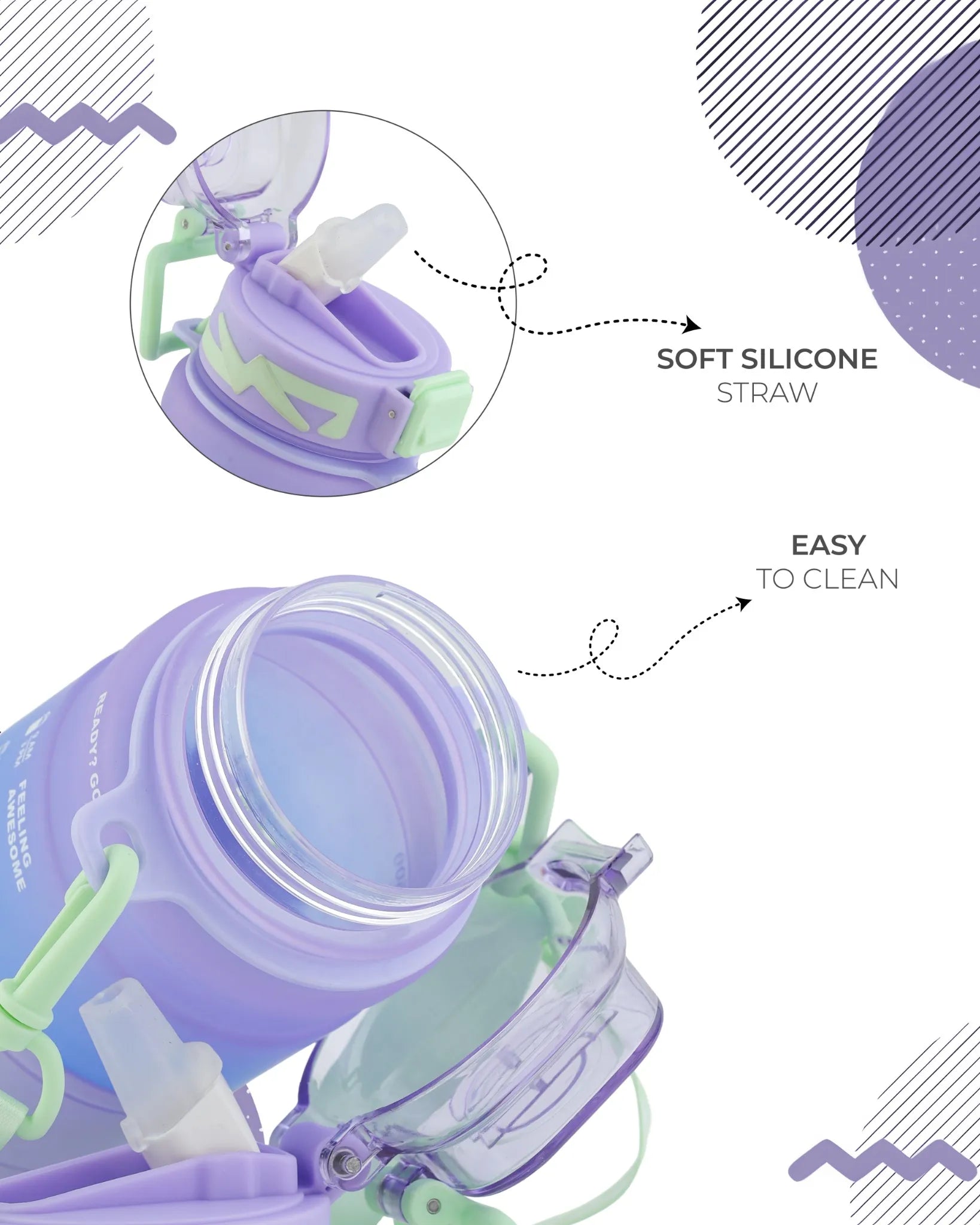 Purple Time-Marked Hello Bottle – 300ml BPA-Free