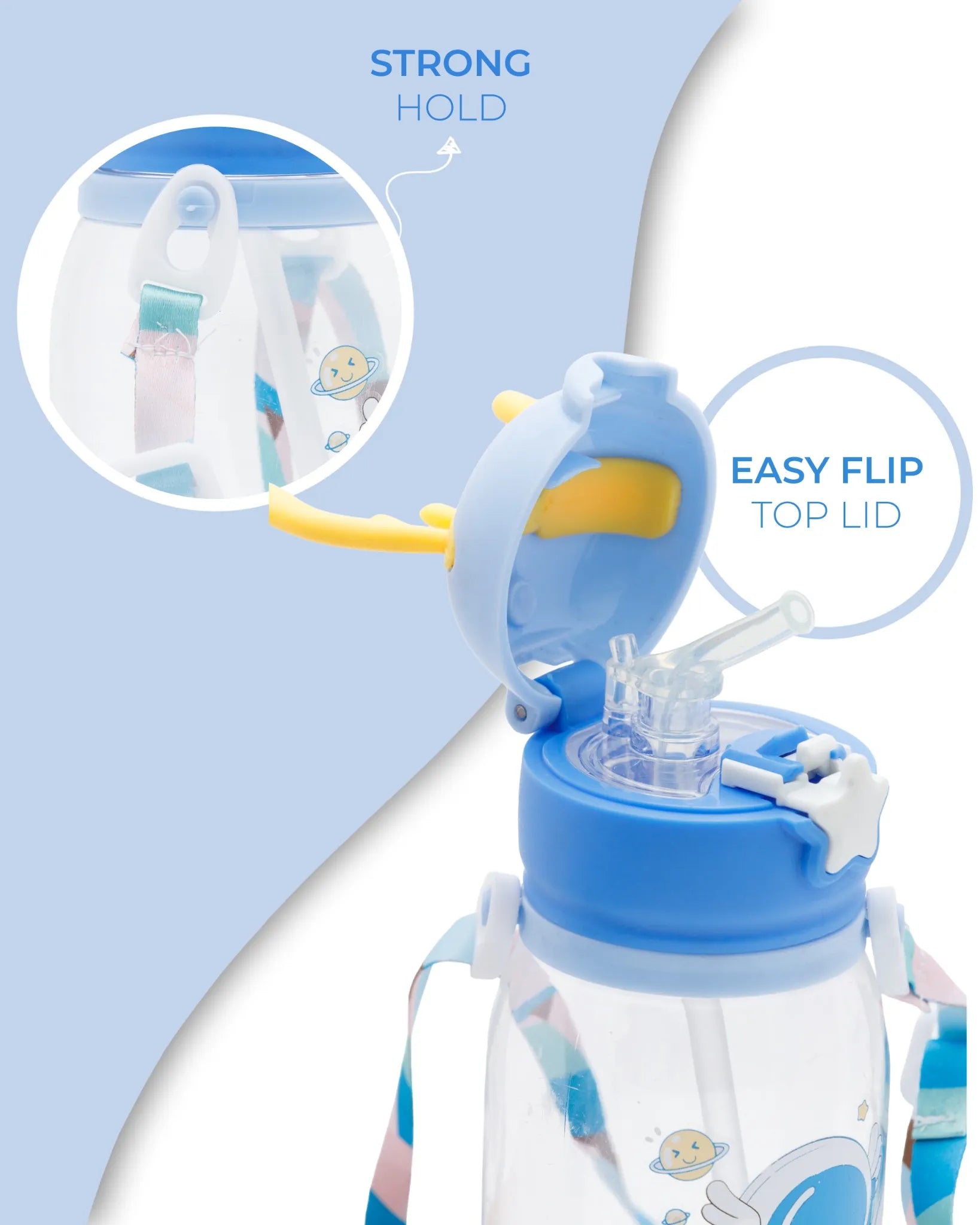 Blue Astronaut Kids Water Bottle with Straw and Antler Lid – 500ml