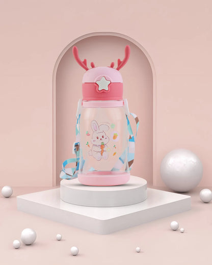 Pink Astronaut Sipper Bottle with Straw and Strap – 500ml