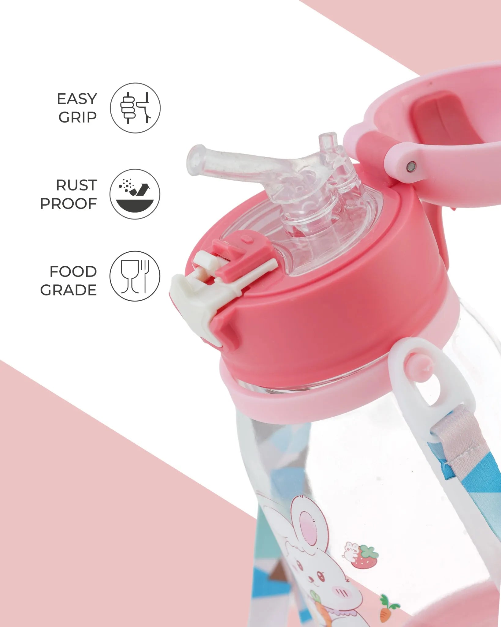 Pink Astronaut Sipper Bottle with Straw and Strap – 500ml