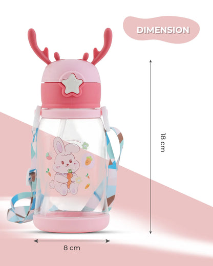 Pink Astronaut Sipper Bottle with Straw and Strap – 500ml