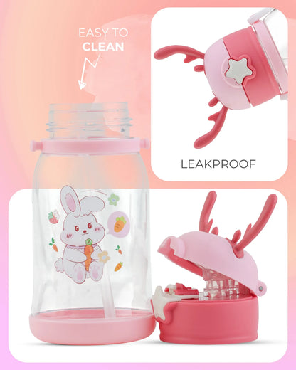 Pink Astronaut Sipper Bottle with Straw and Strap – 500ml