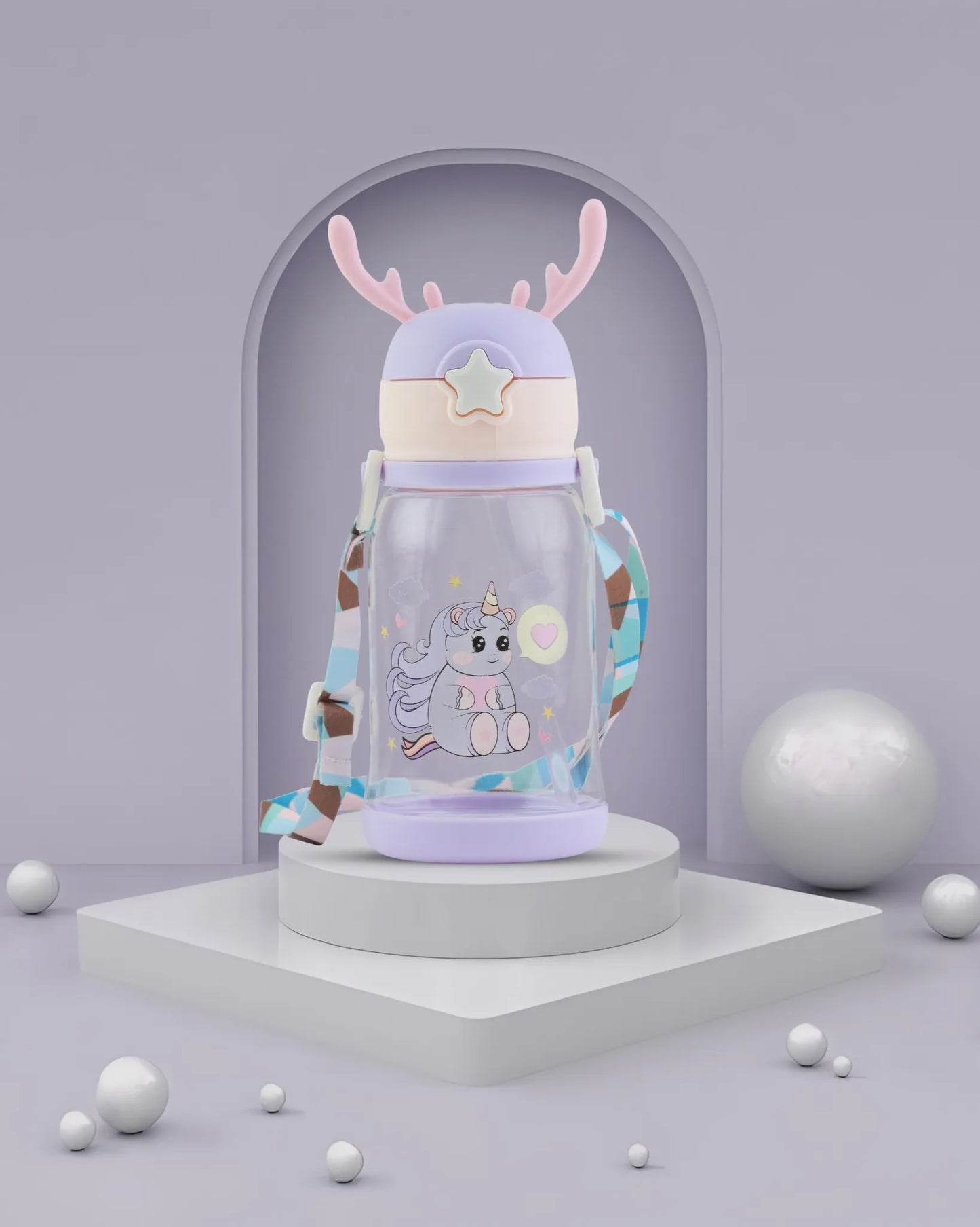Purple Antler Lid Kids Water Bottle – 500ml Astronaut Print