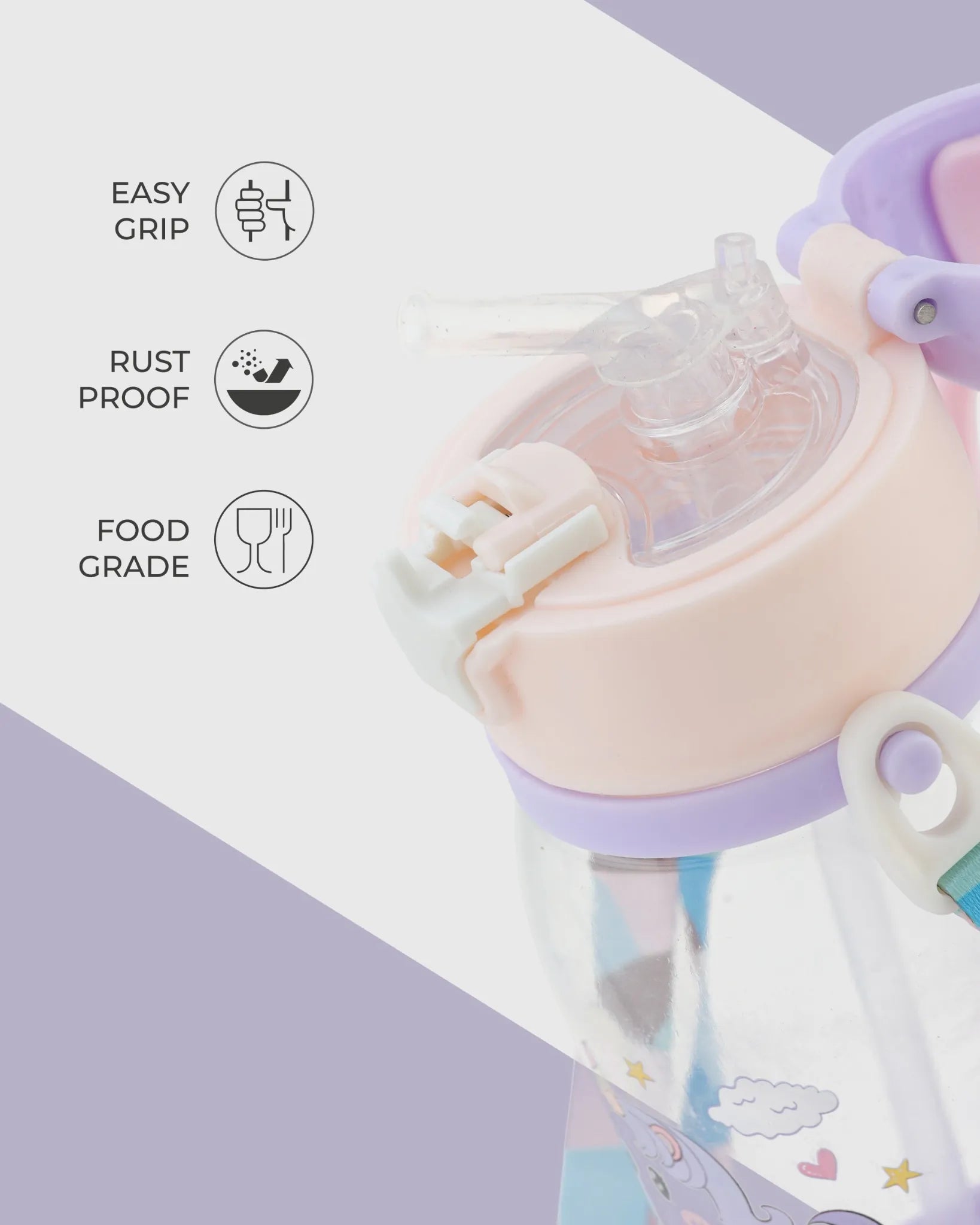 Purple Antler Lid Kids Water Bottle – 500ml Astronaut Print