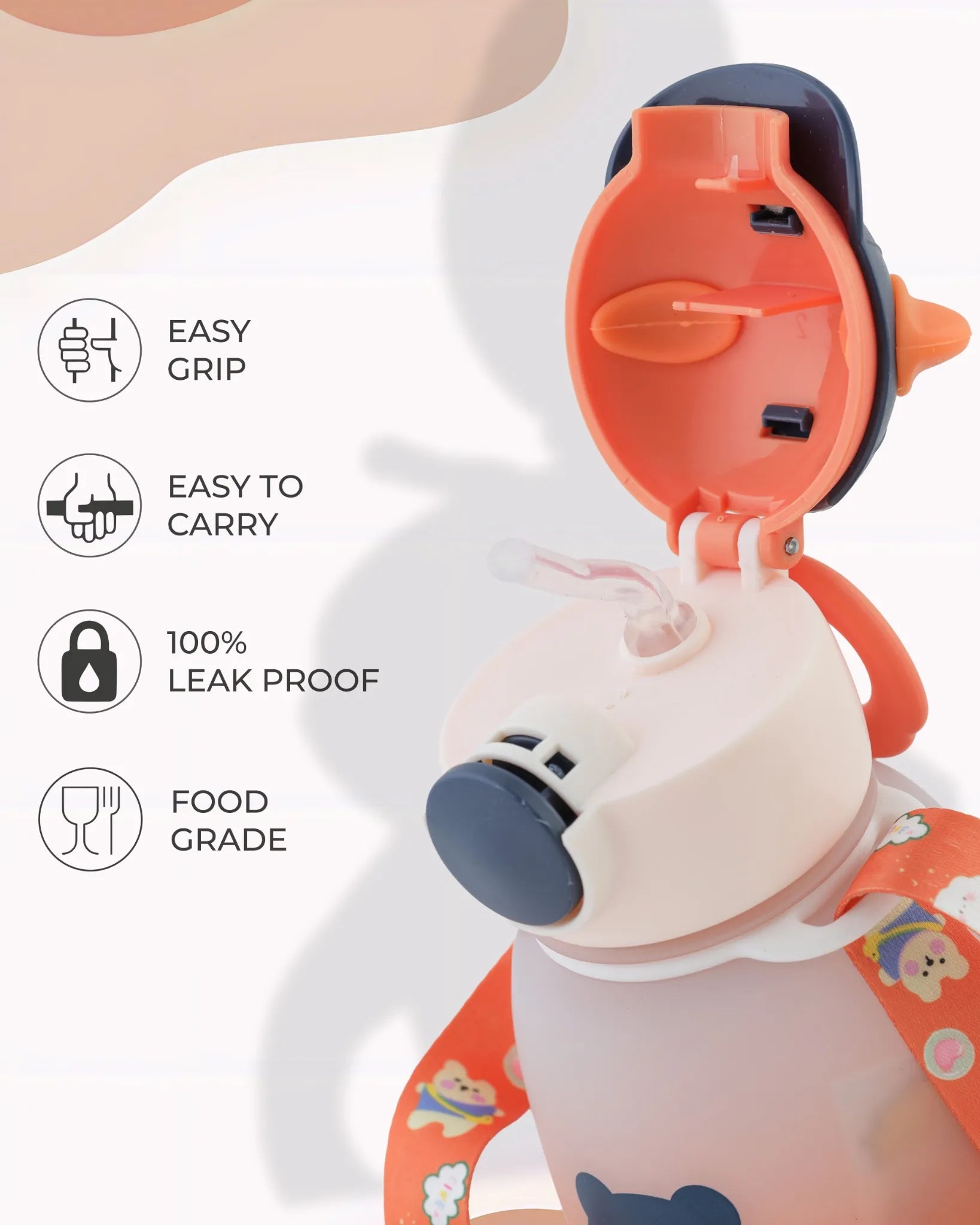 Navy Naughty Bear Bottle for Kids with Bear Cap – 350ml