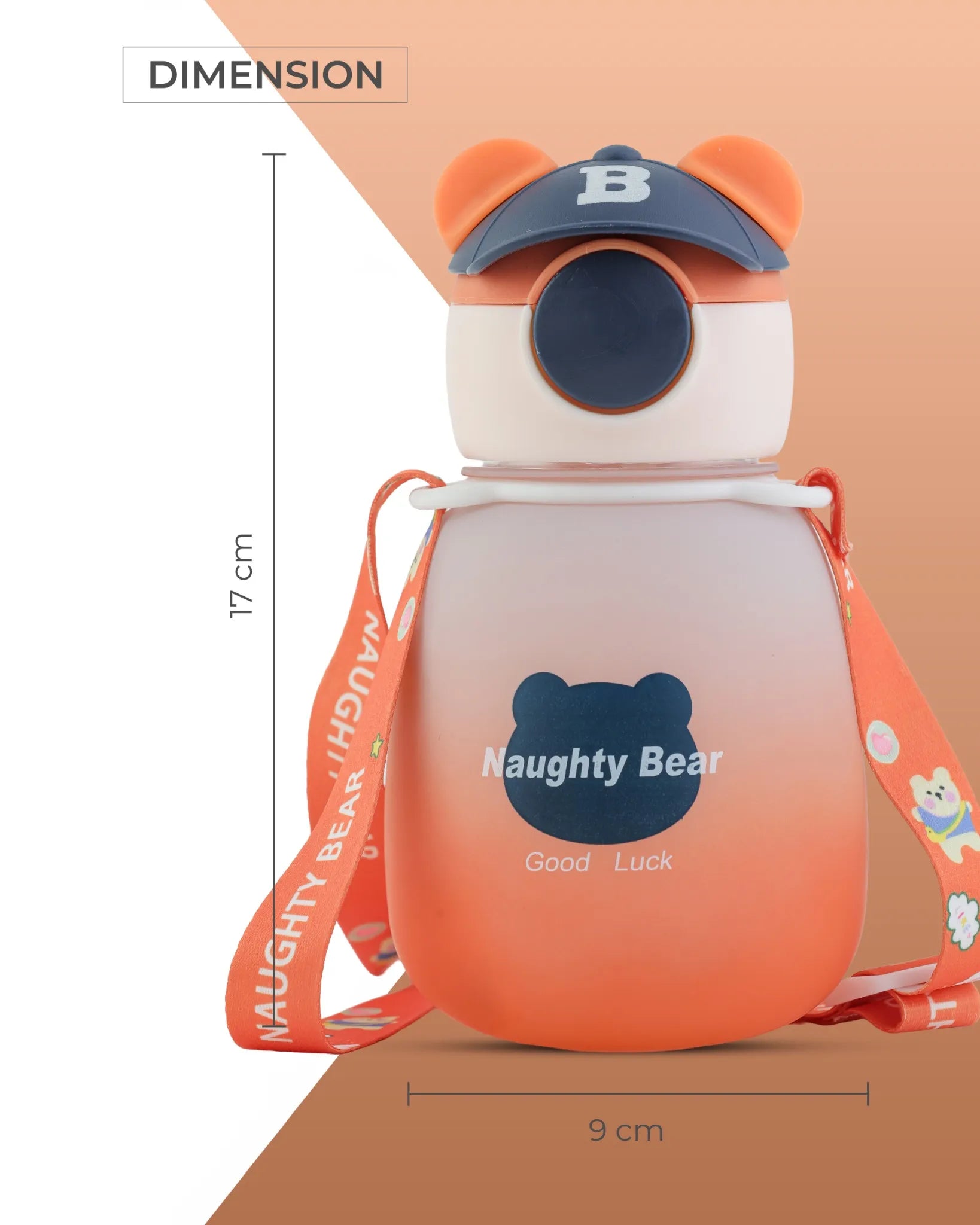 Navy Naughty Bear Bottle for Kids with Bear Cap – 350ml