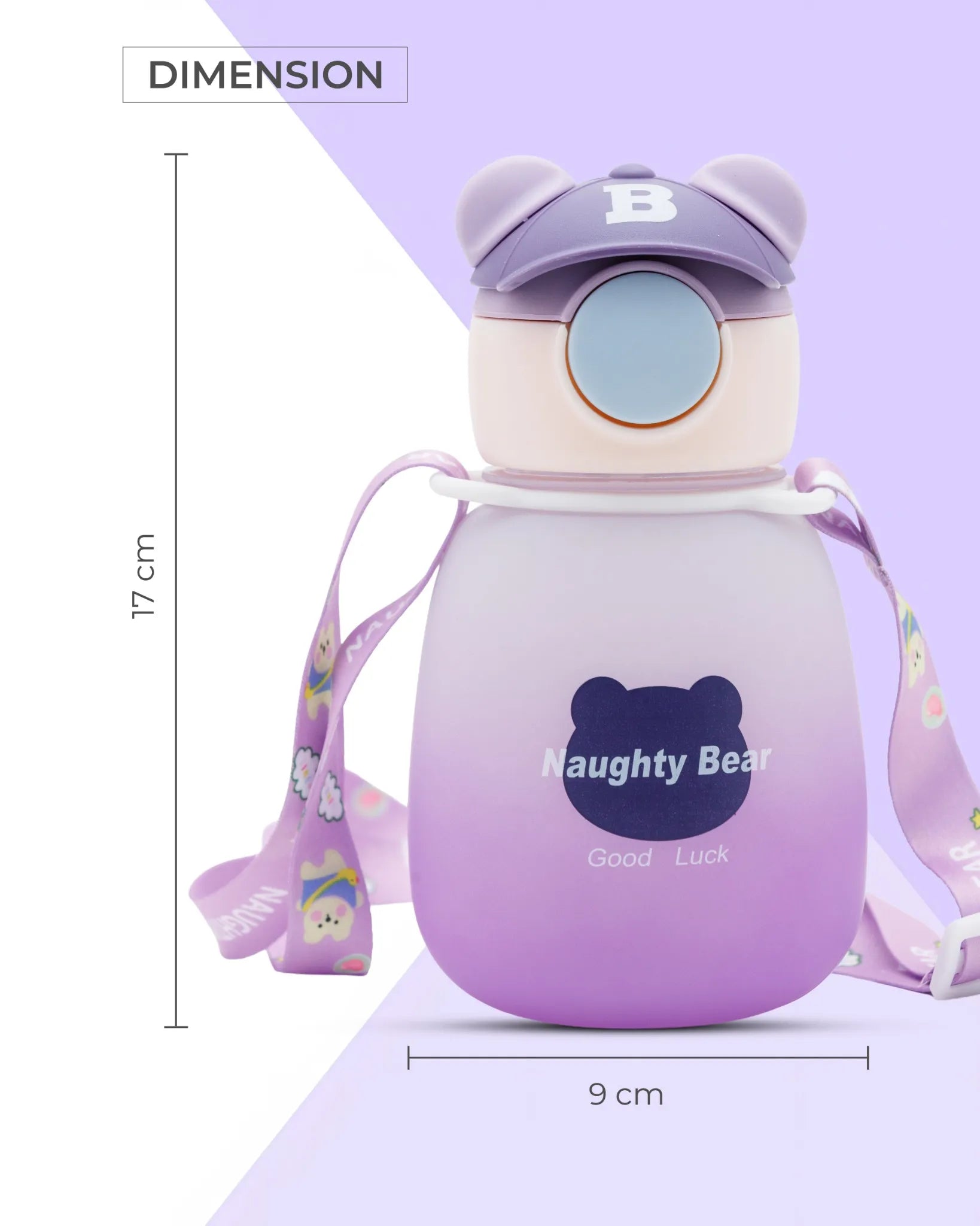 Purple Naughty Bear Toddler Bottle – BPA-Free 350ml