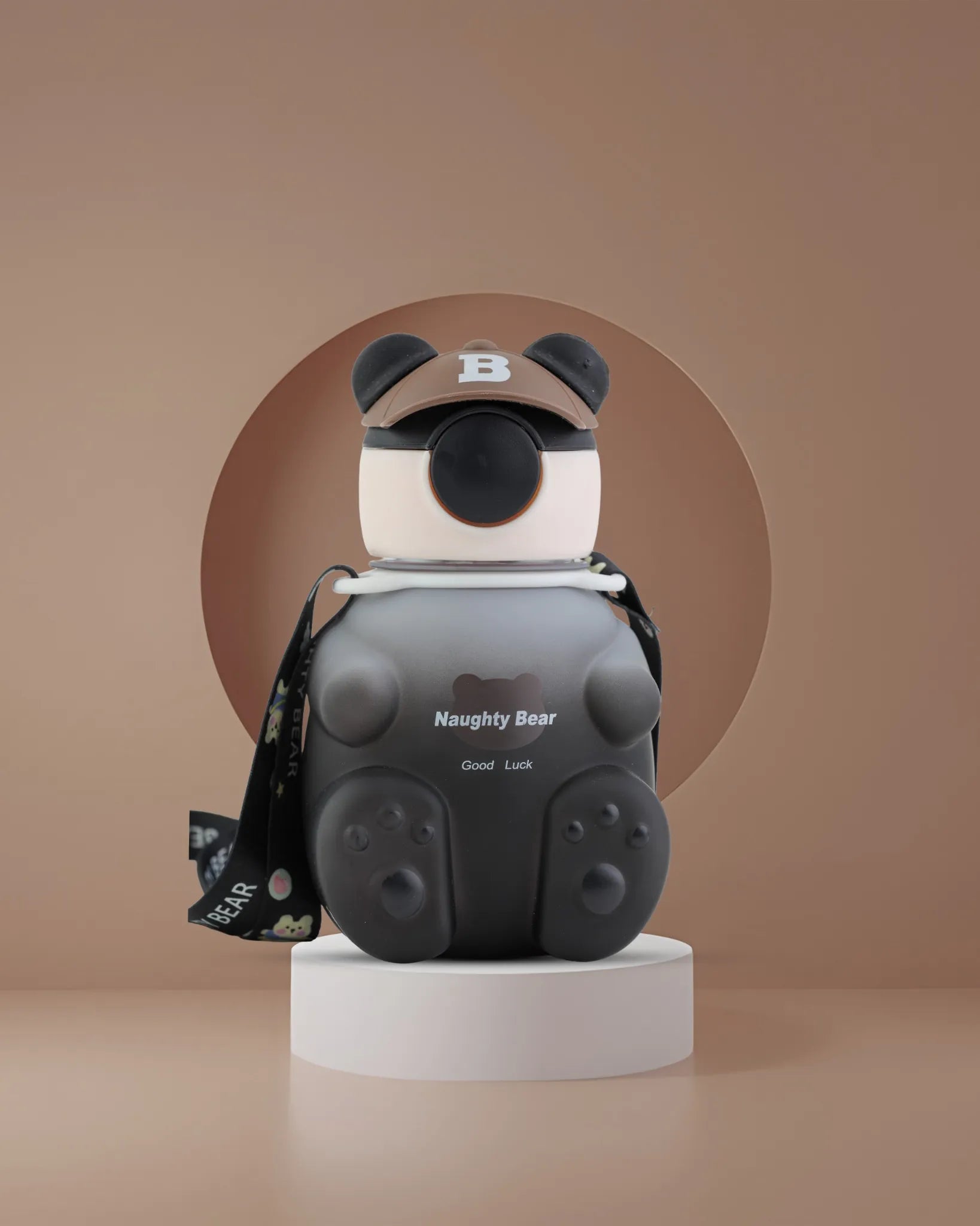 Black Naughty Bear Paw Kids Bottle – 400ml with Strap